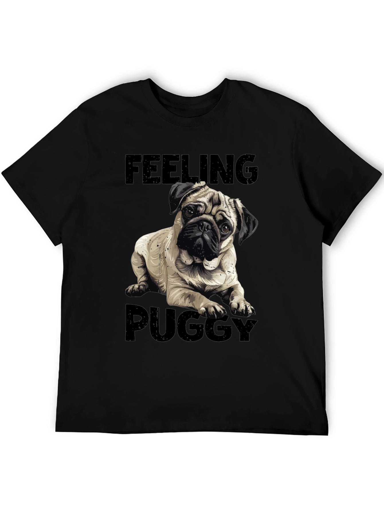 Camiseta Negra Feeling Puggy para Amantes de Pugs