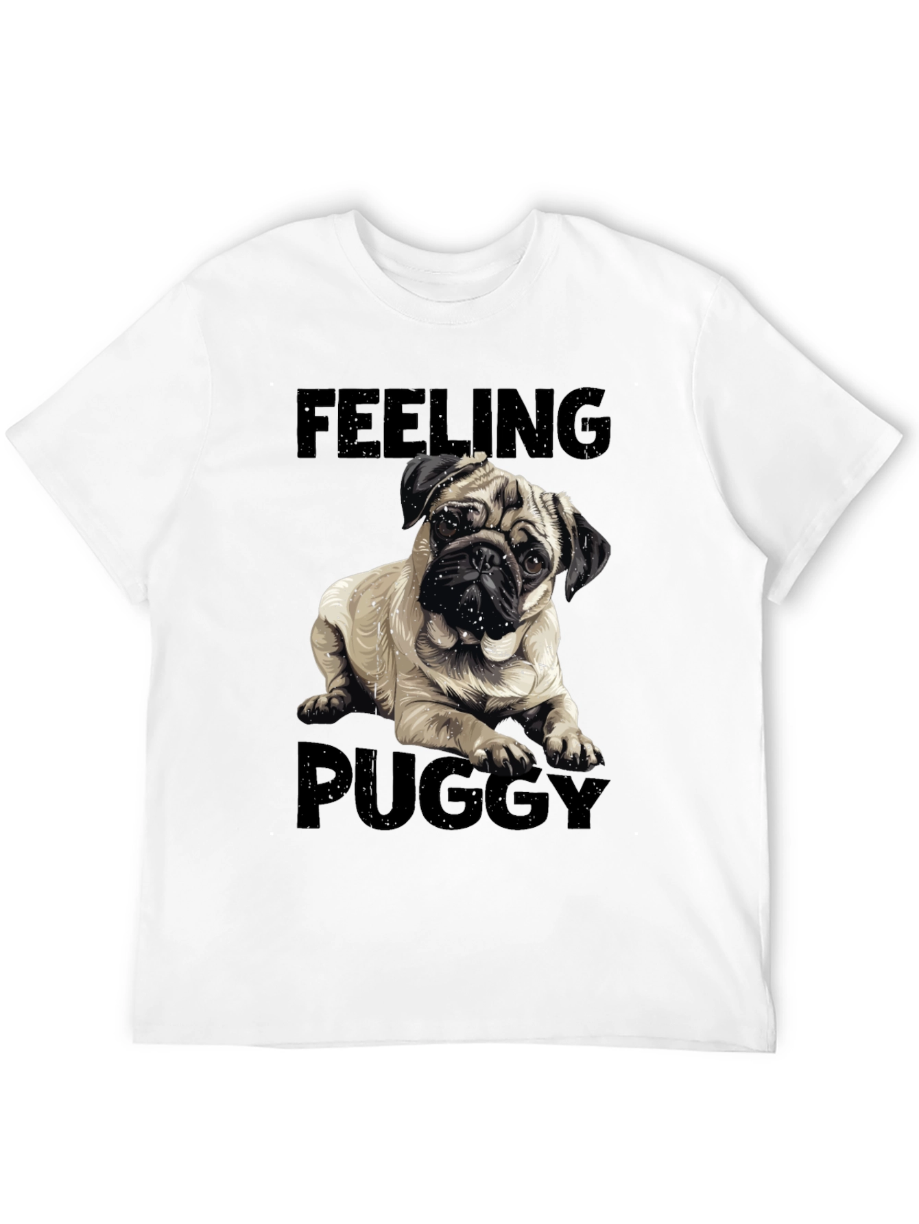 Camiseta Negra Feeling Puggy para Amantes de Pugs