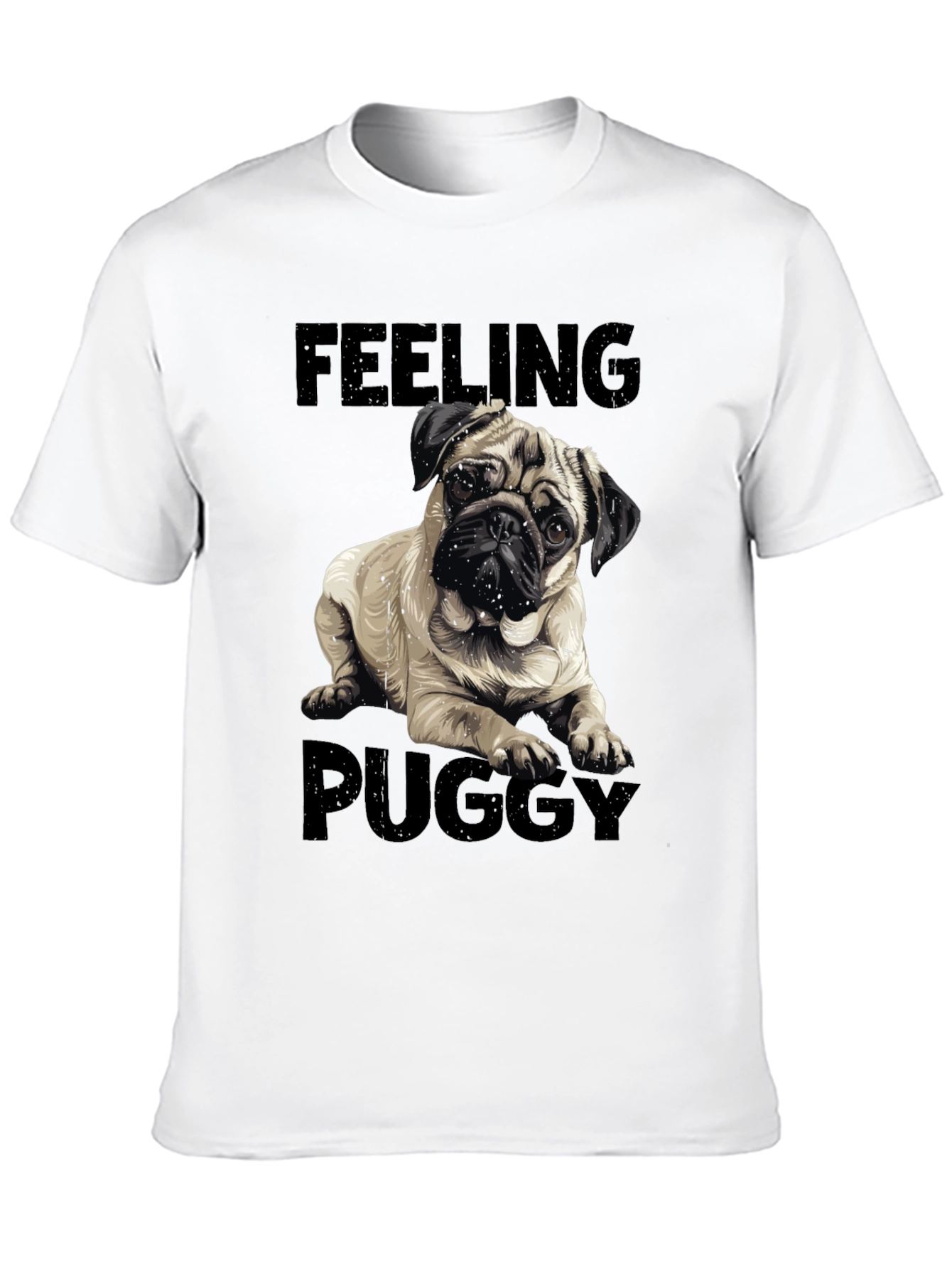 Camiseta Negra Feeling Puggy para Amantes de Pugs