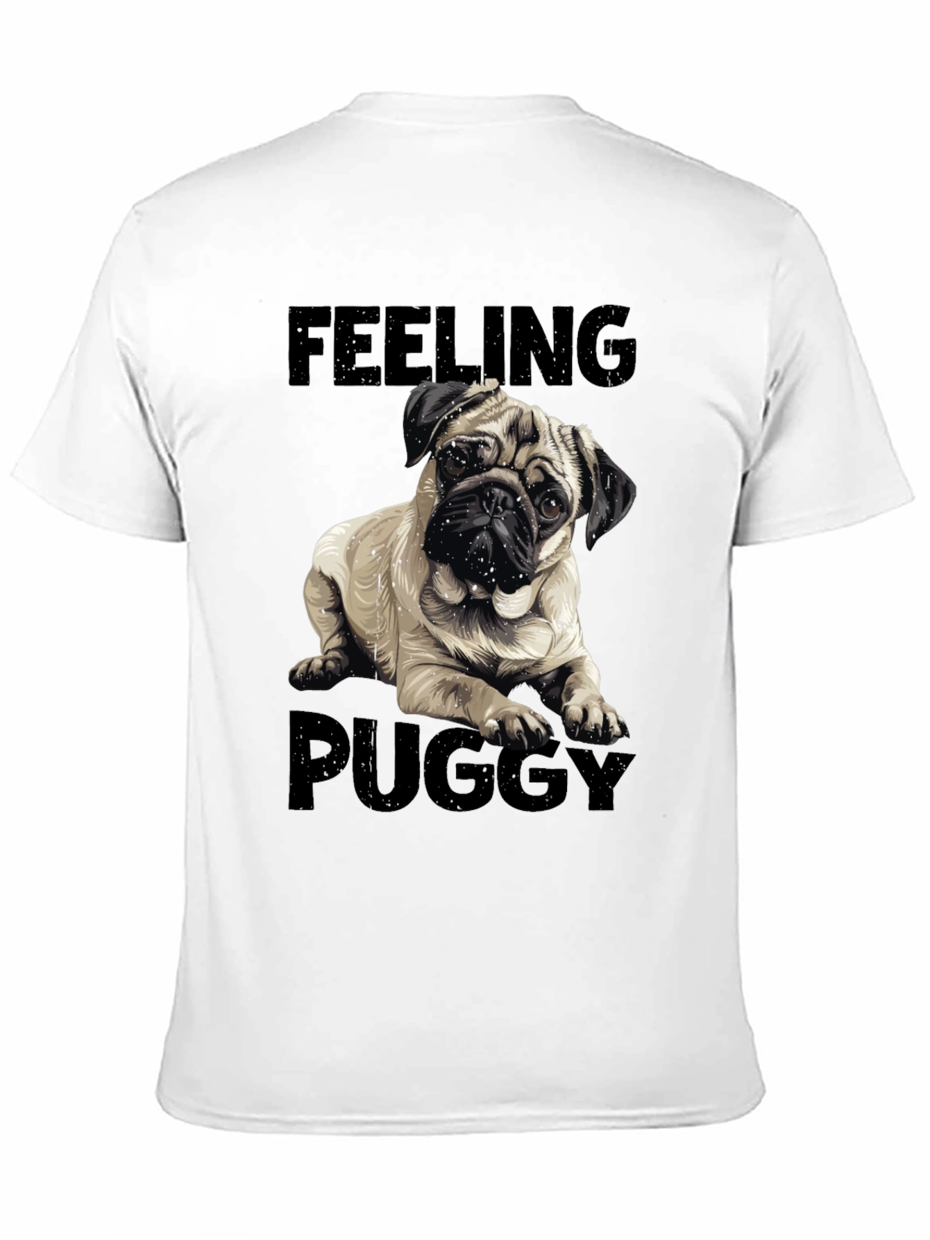 Camiseta Negra Feeling Puggy para Amantes de Pugs