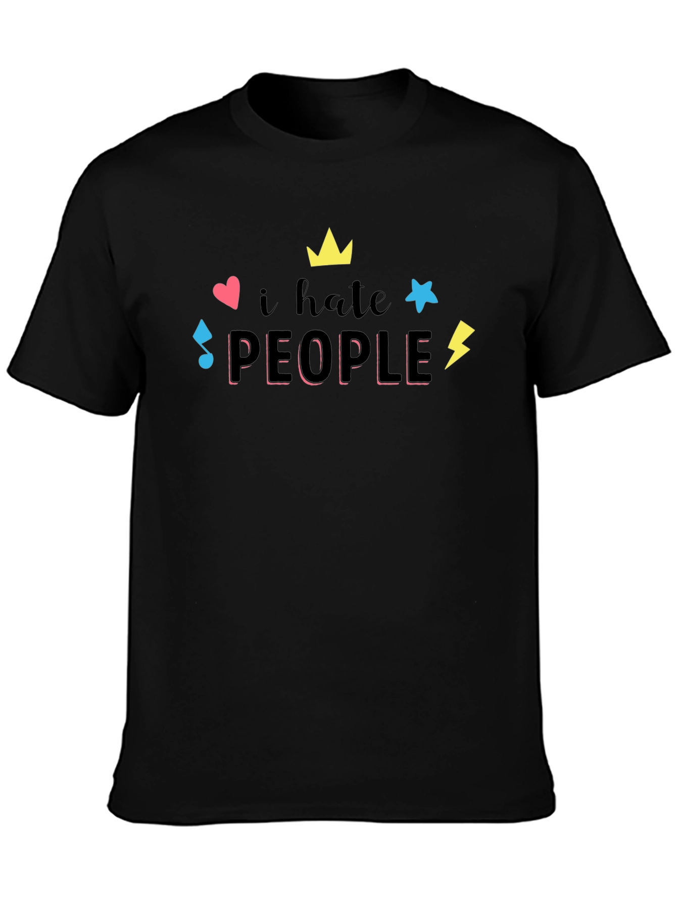 Camiseta Negra con Estampado Divertido I hate people