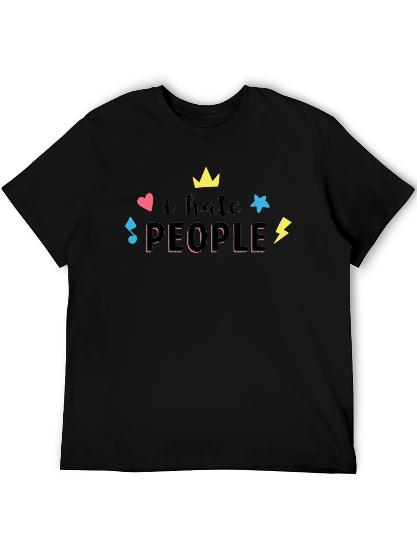 Camiseta Negra con Estampado Divertido I hate people