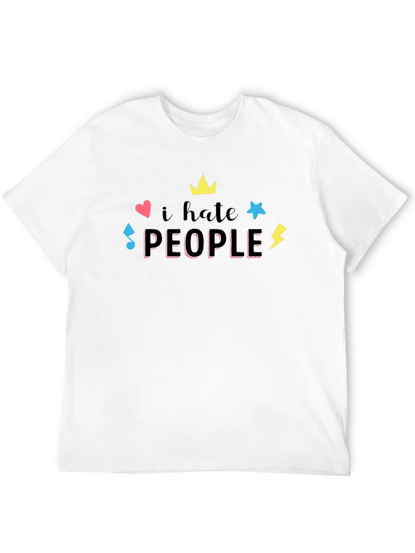 Camiseta Negra con Estampado Divertido I hate people