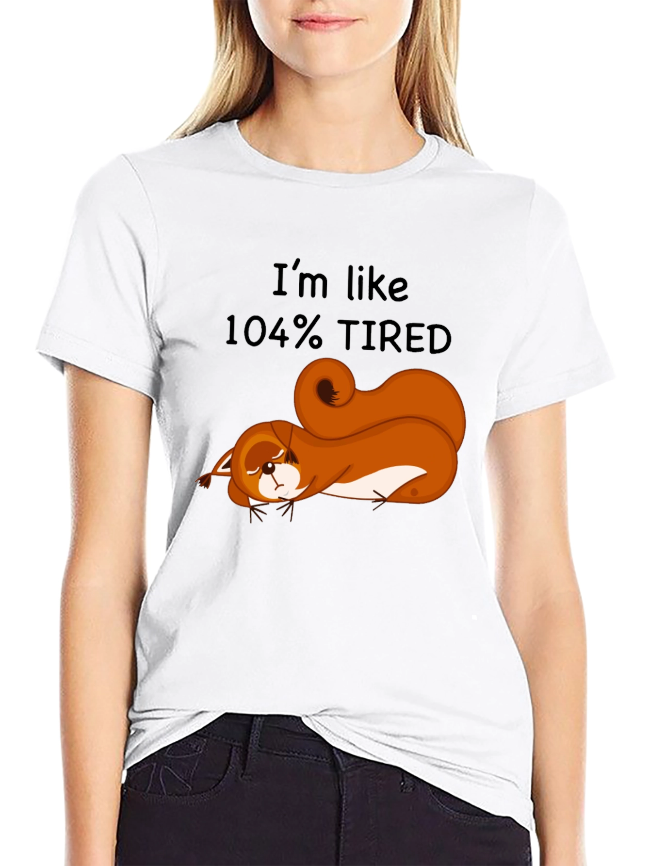 Camiseta Negra: Ardilla Cansada al 104%