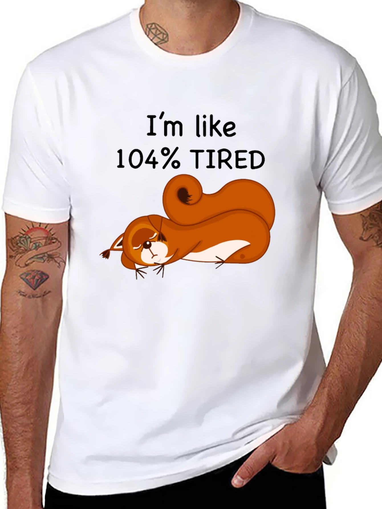 Camiseta Negra: Ardilla Cansada al 104%