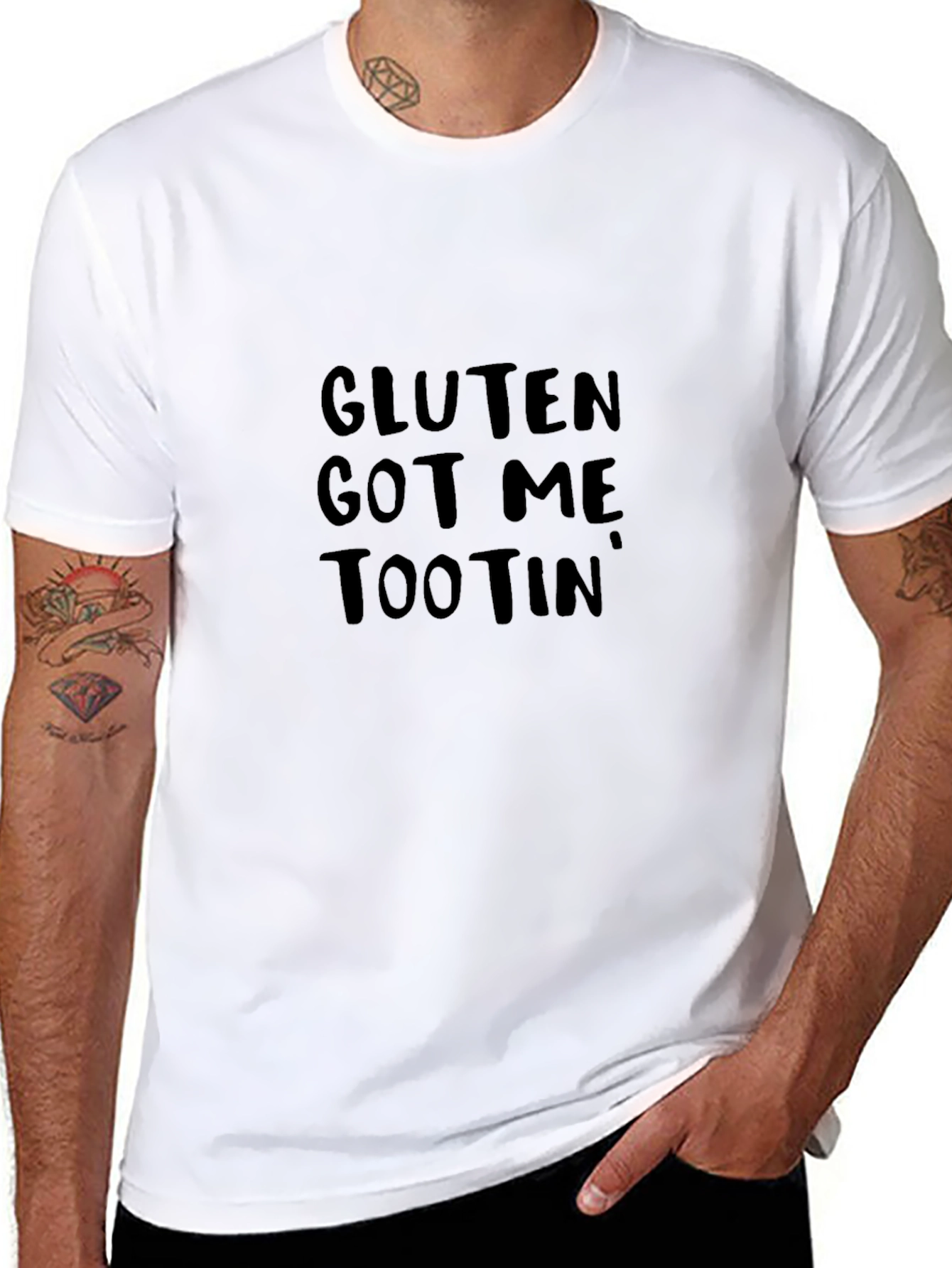 Camiseta Negra con Diseño Divertido Gluten Got Me Tootin