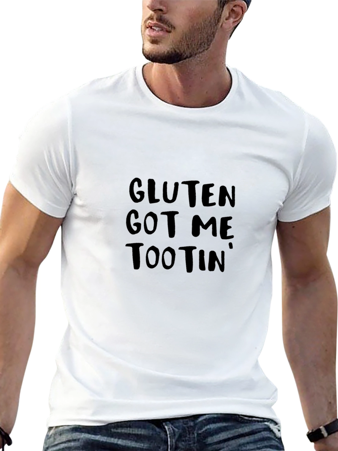 Camiseta Negra con Diseño Divertido Gluten Got Me Tootin