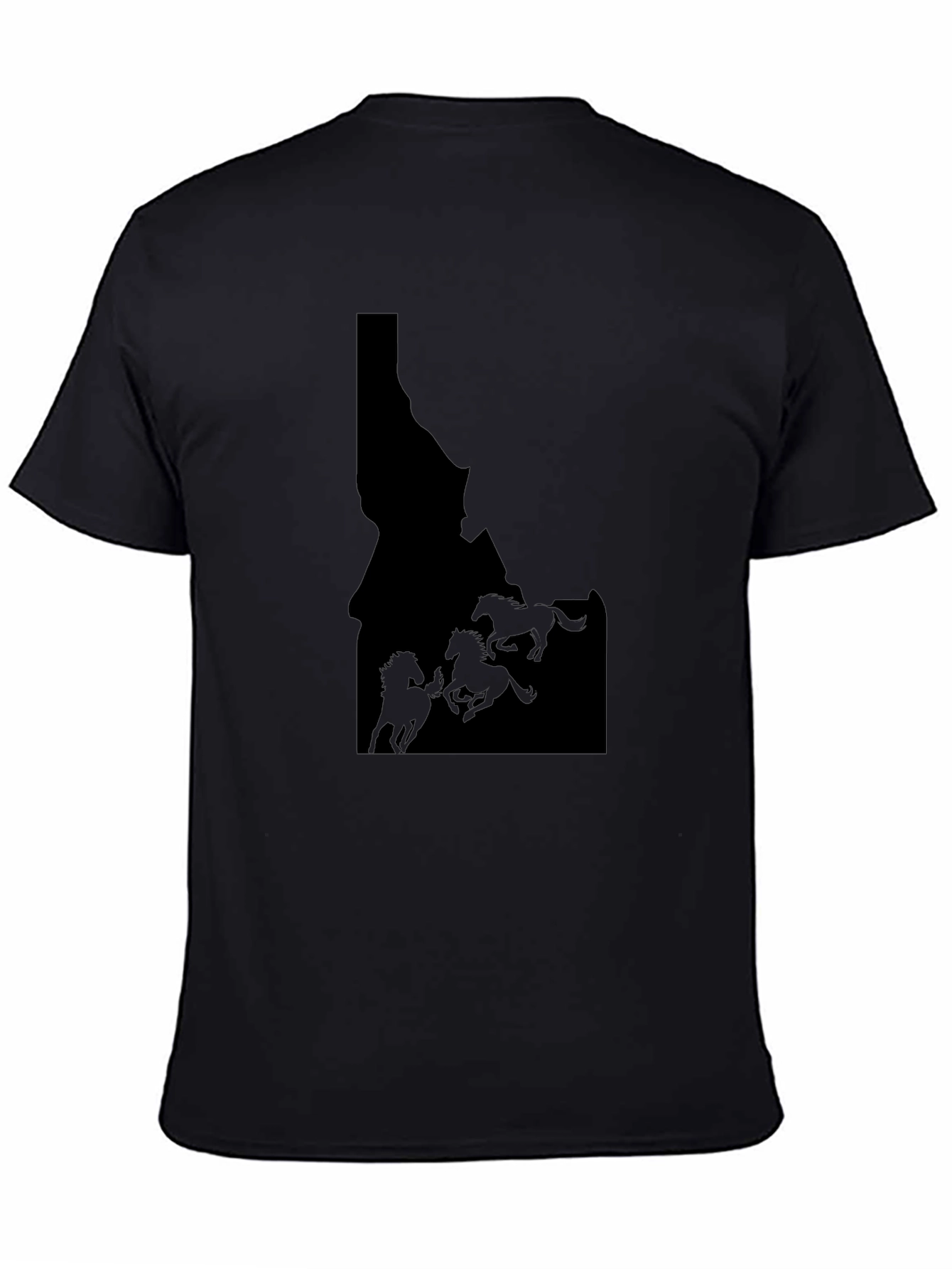 Camiseta Hombre Negra Idaho Caballos Salvajes