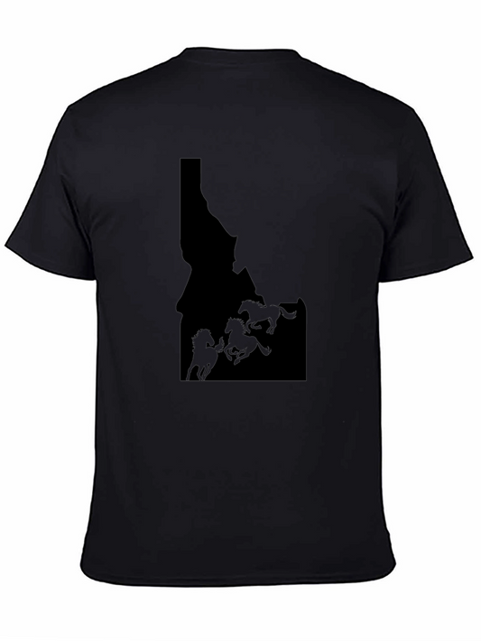 Camiseta Hombre Negra Idaho Caballos Salvajes