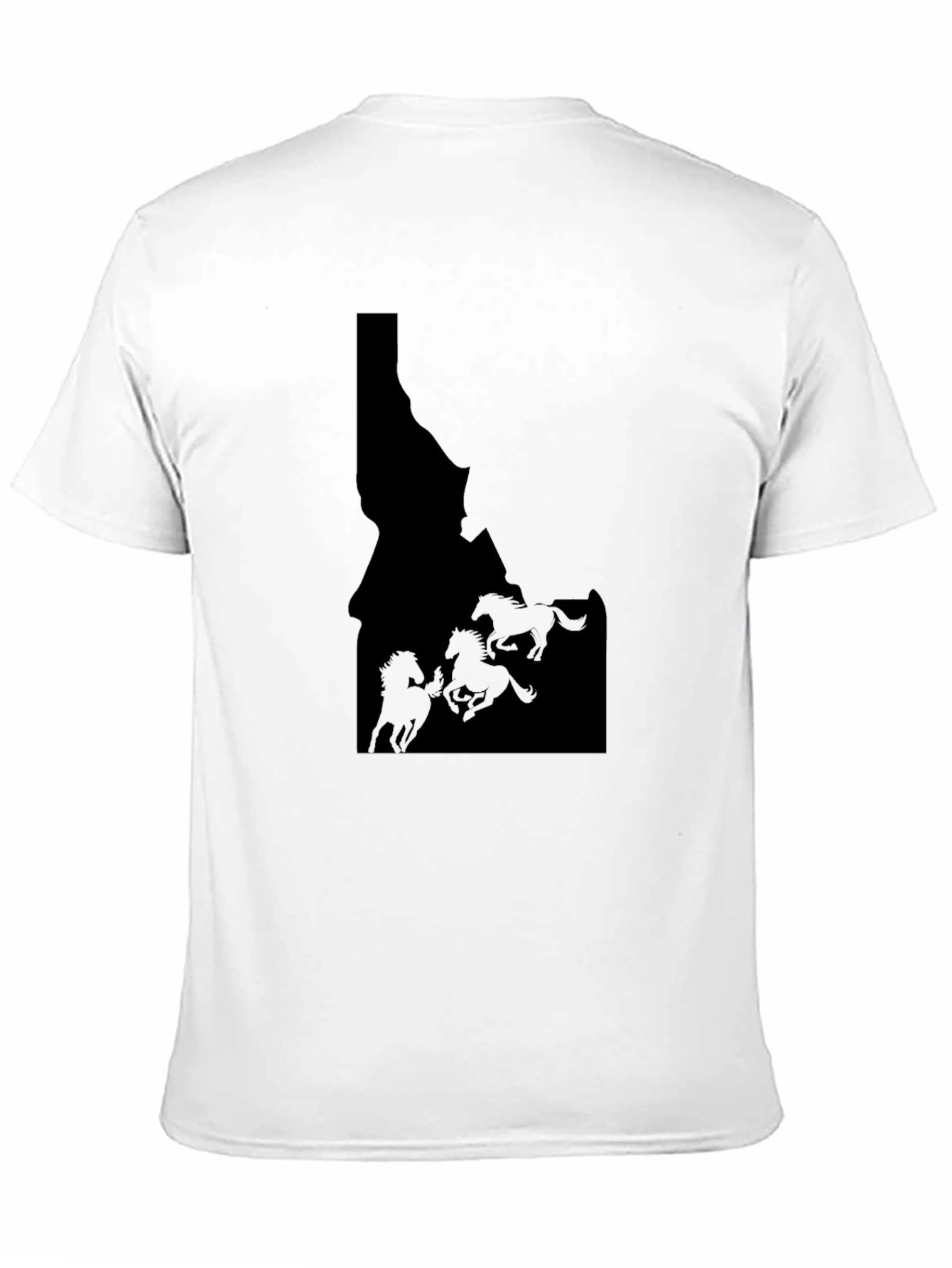 Camiseta Hombre Negra Idaho Caballos Salvajes