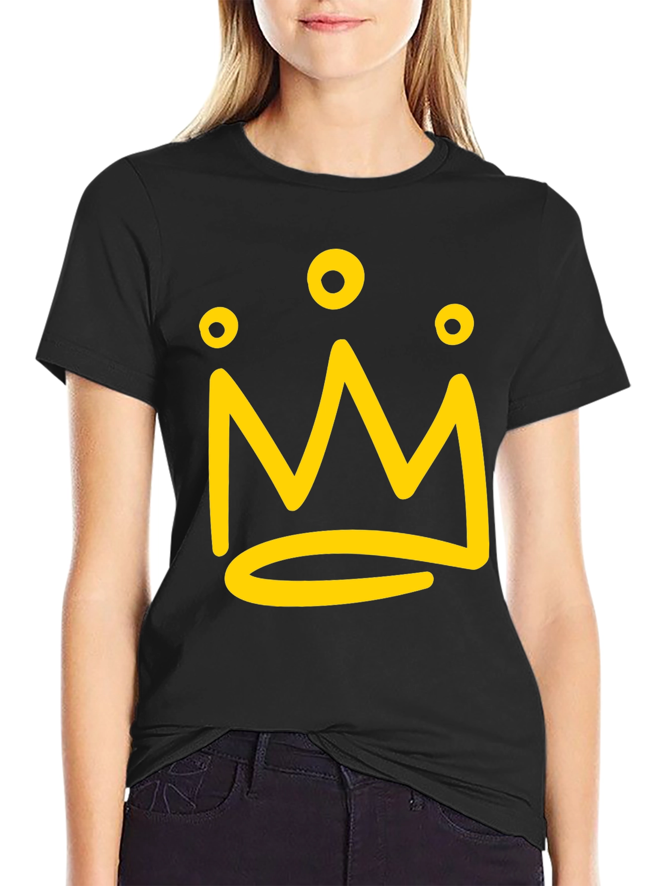 Camiseta Negra con Corona Amarilla