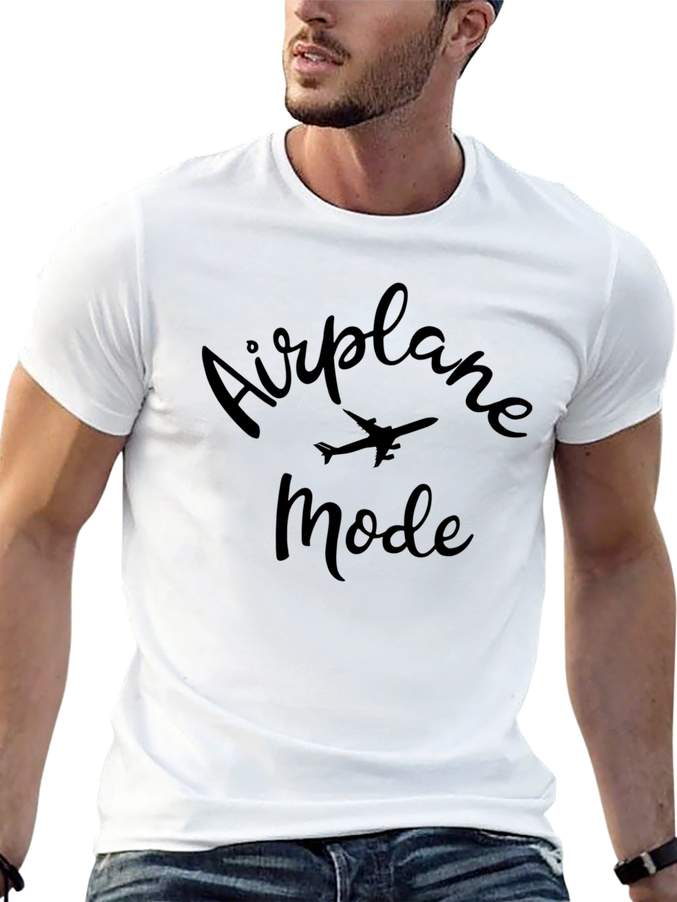 Camiseta Negra Modo Avión para Hombre