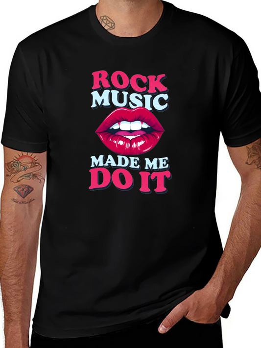 Camiseta Negra Rock Music Made Me Do It