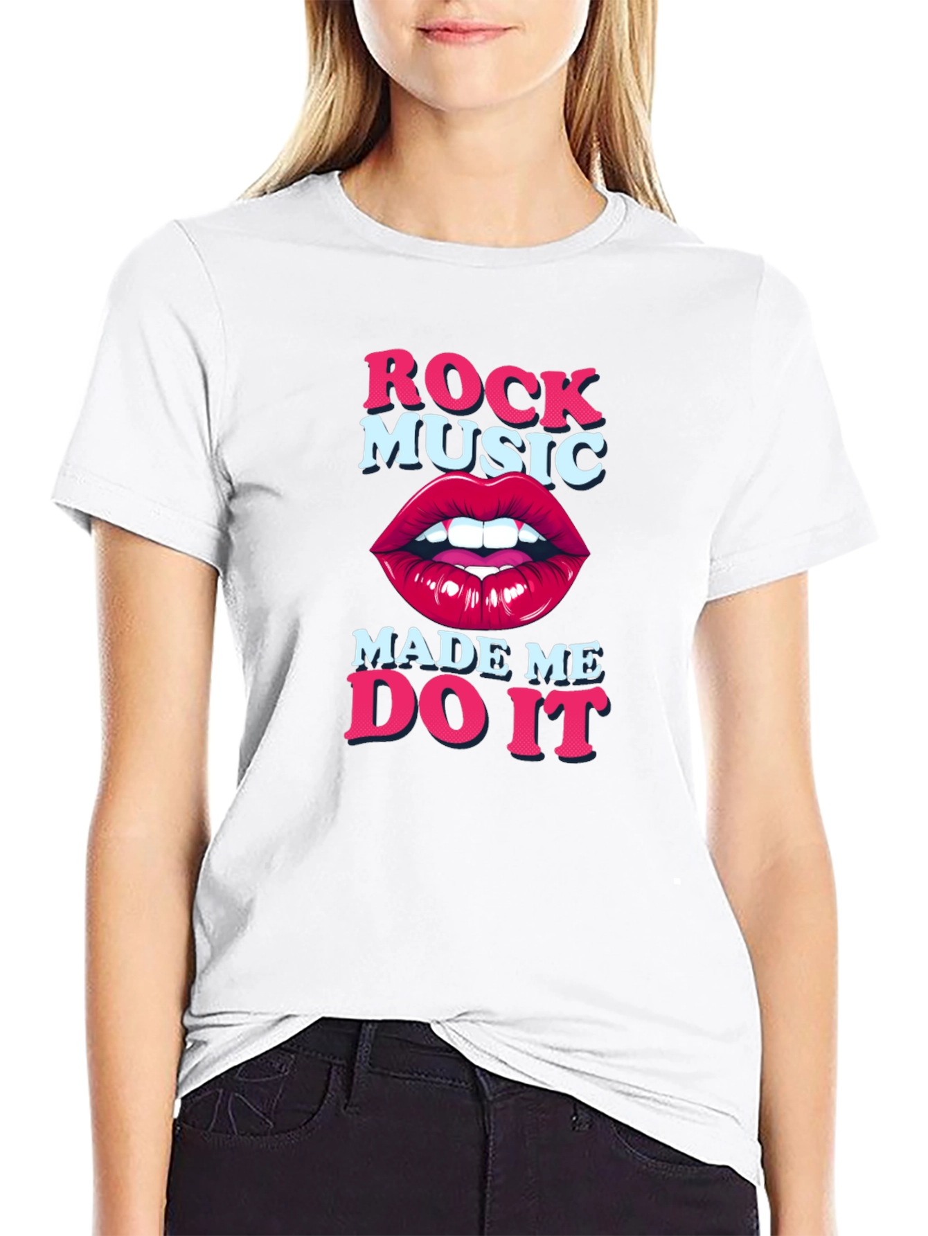 Camiseta Negra Rock Music Made Me Do It