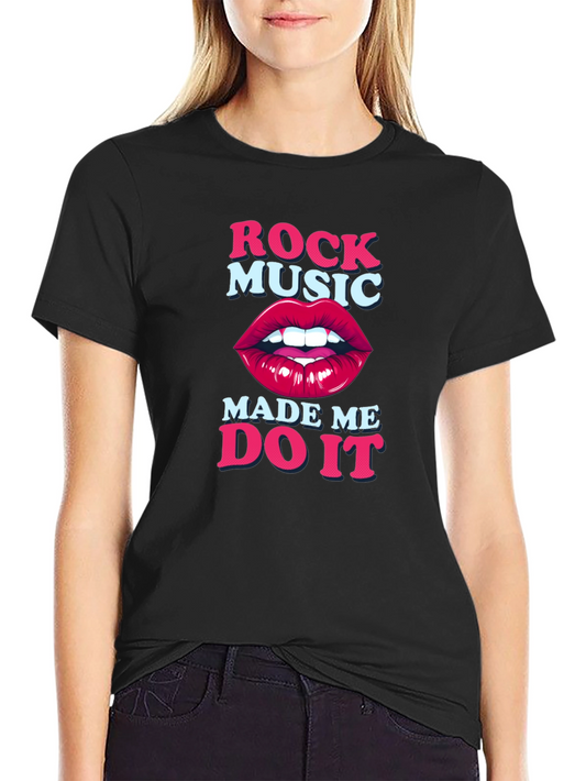 Camiseta Negra Rock Music Made Me Do It