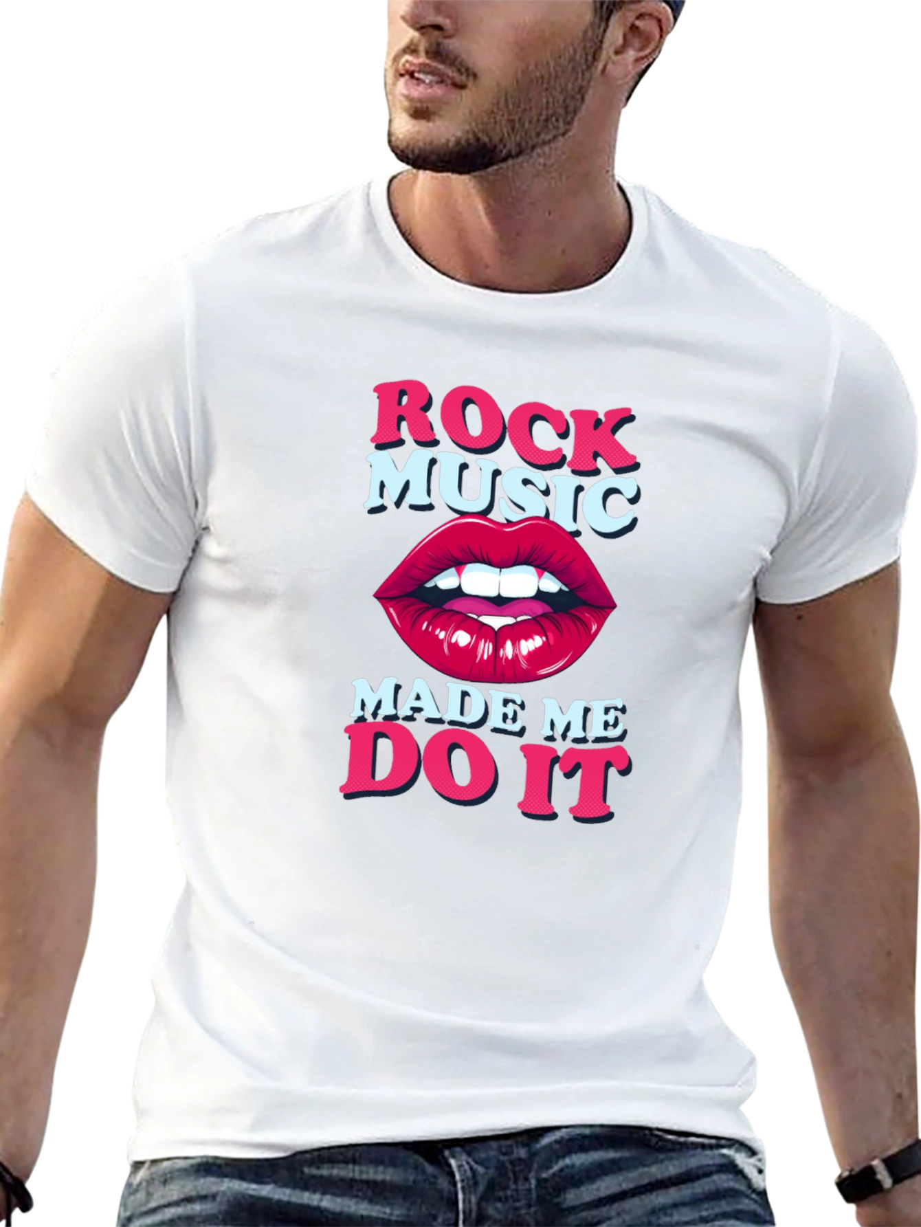 Camiseta Negra Rock Music Made Me Do It