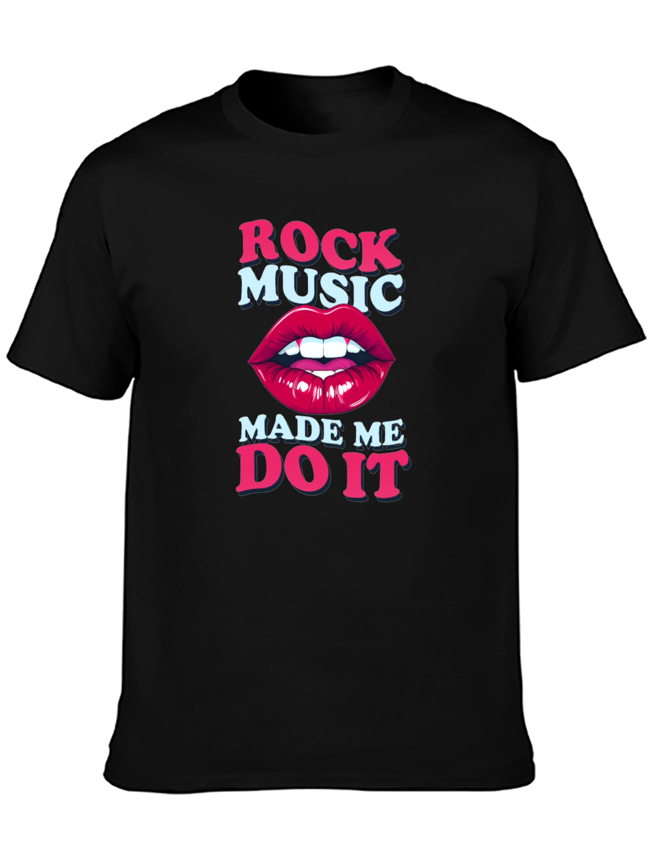 Camiseta Negra Rock Music Made Me Do It