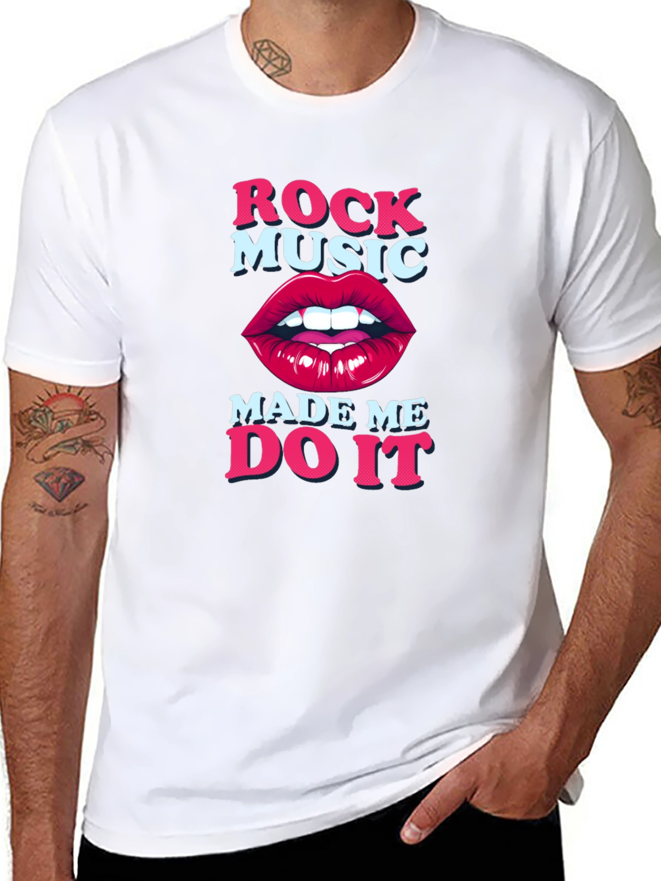 Camiseta Negra Rock Music Made Me Do It