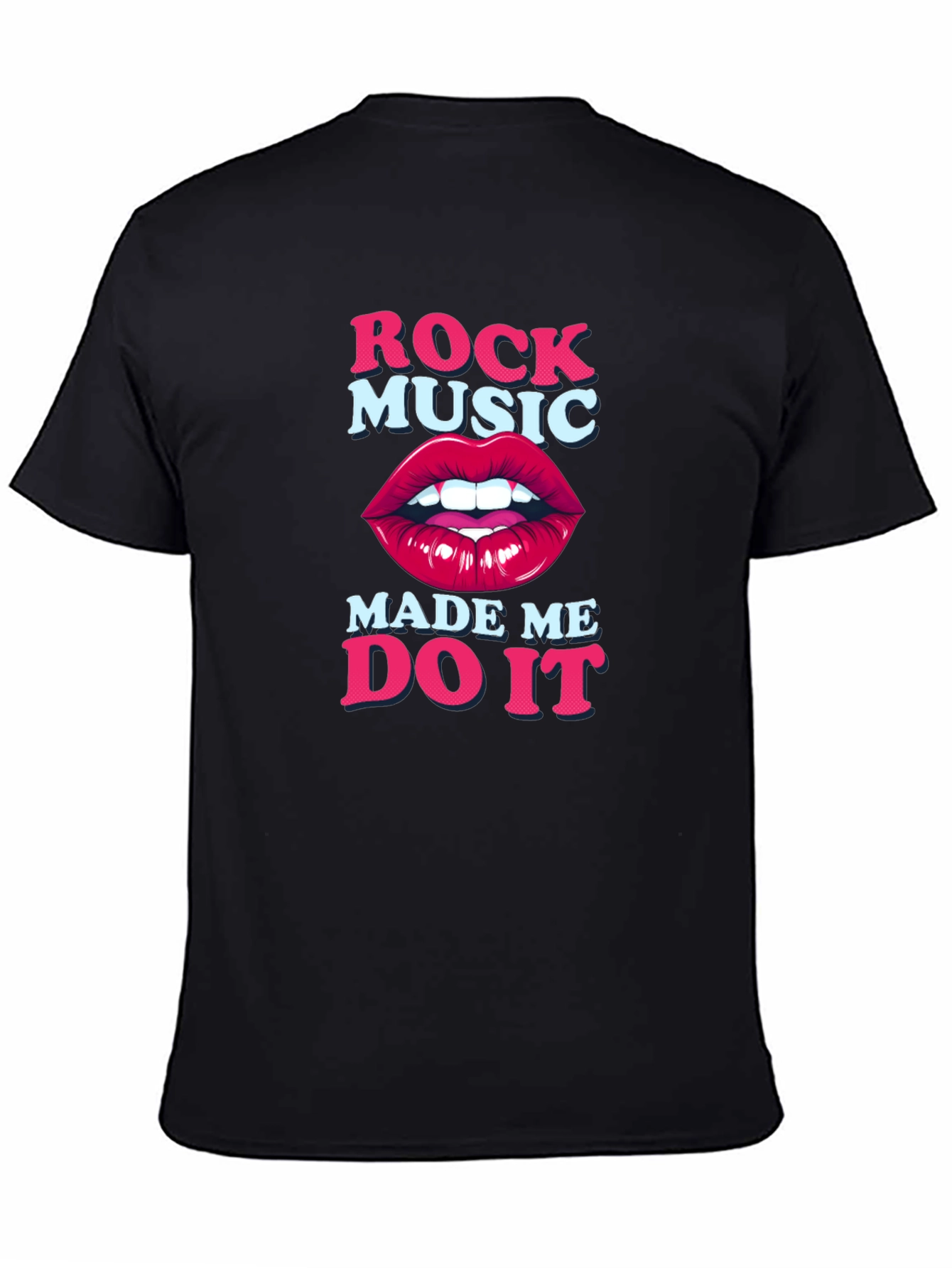 Camiseta Negra Rock Music Made Me Do It