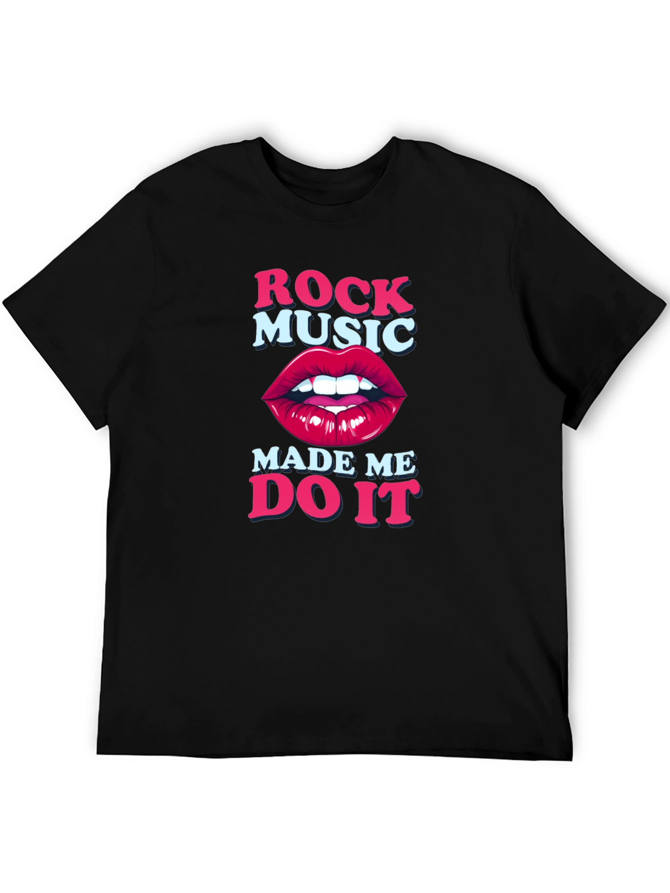 Camiseta Negra Rock Music Made Me Do It