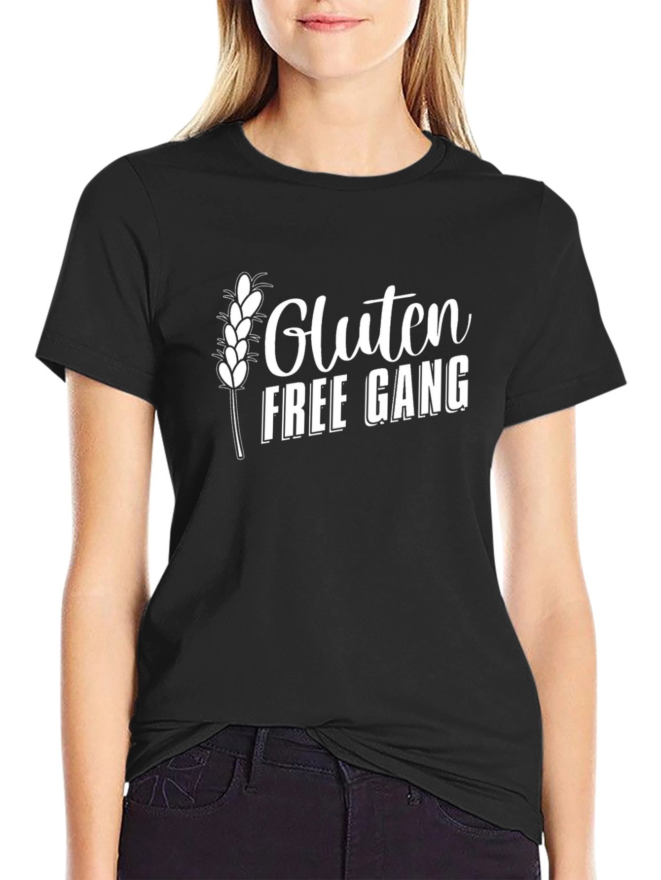 Camiseta Negra Gluten Free Gang para un Estilo Casual