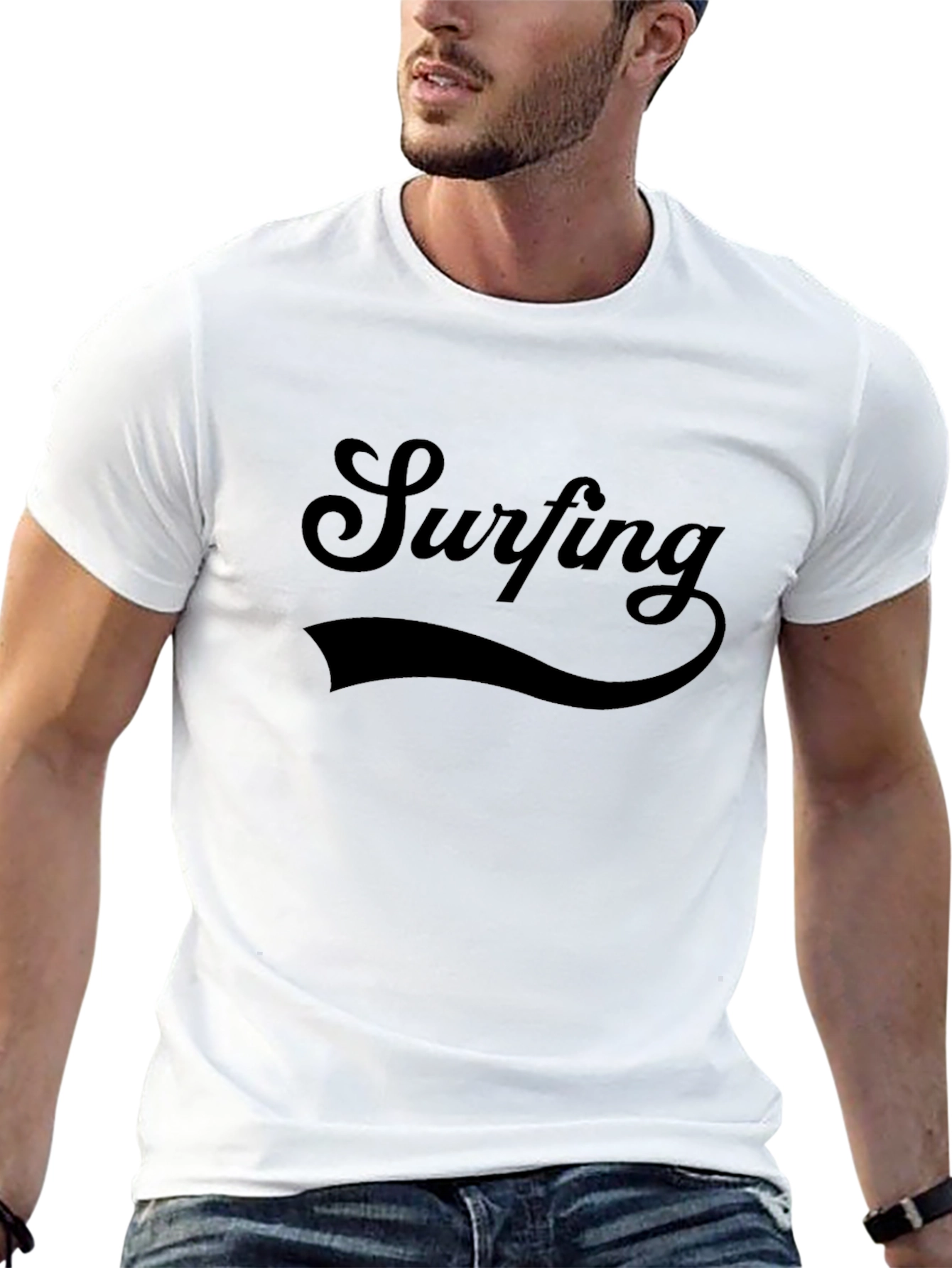 Camiseta Negra Surfing Diseño Casual para Hombre