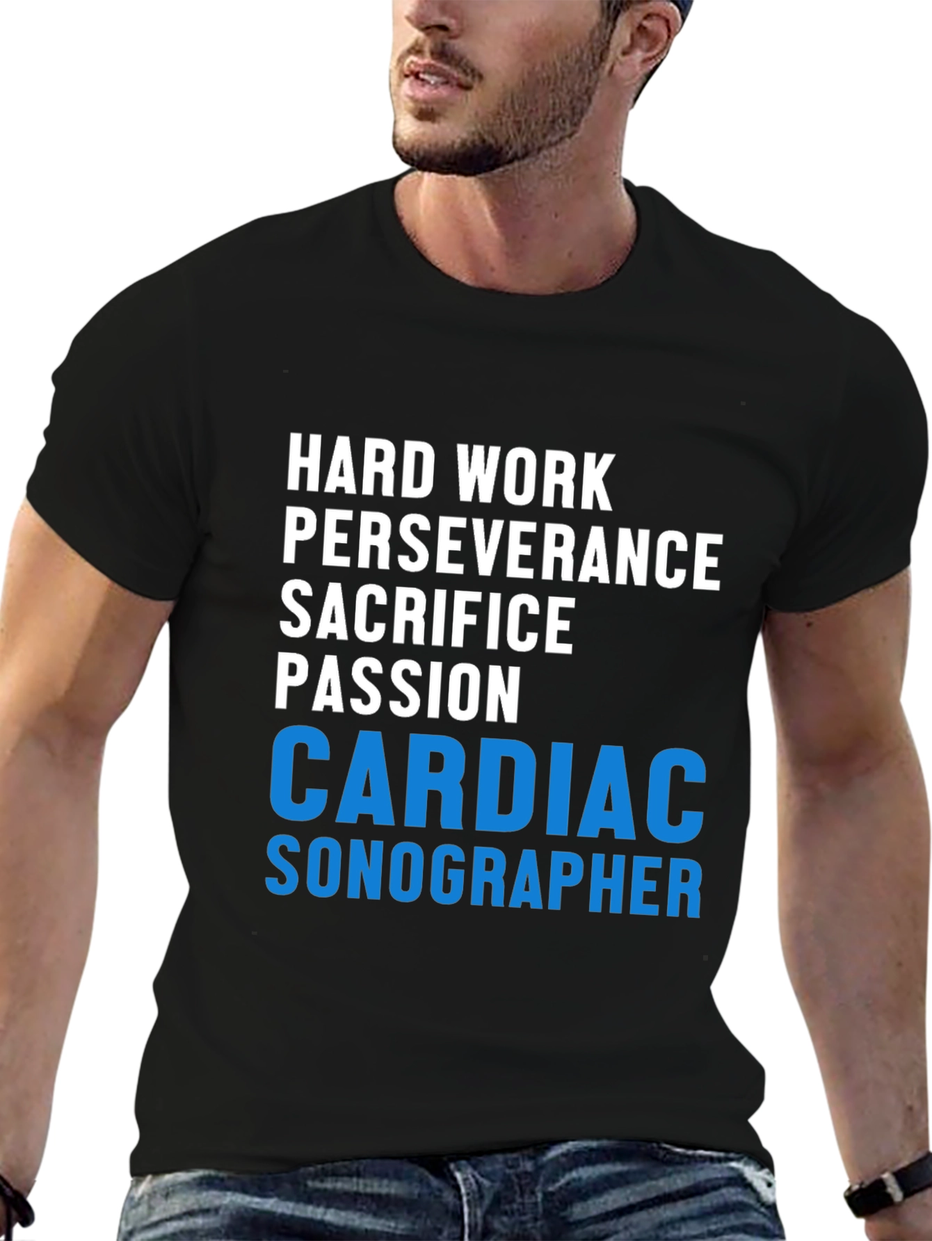 Camiseta Negra Cardíaco Sonógrafo: Pasión y Sacrificio