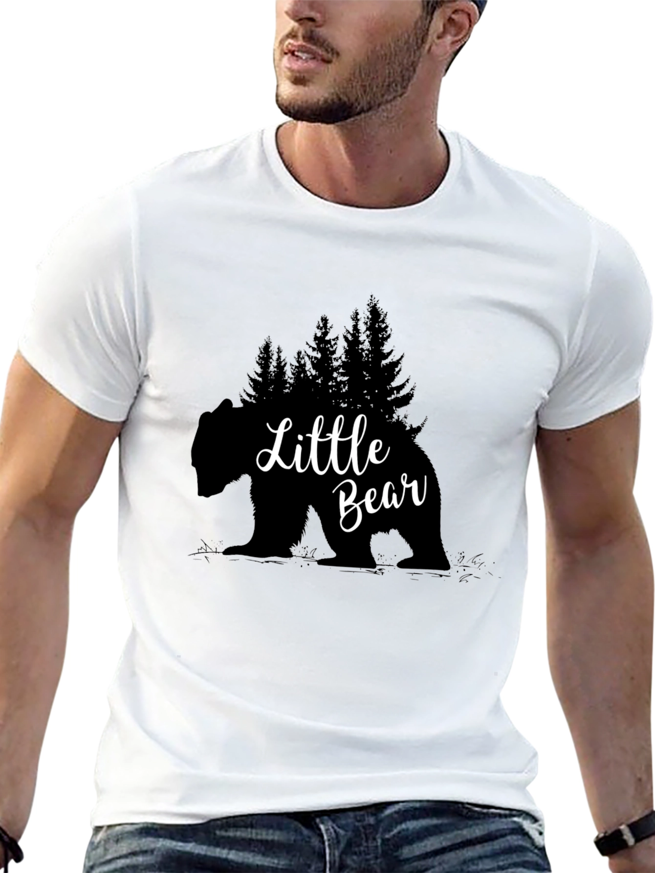 Camiseta Negra Oso Bosque - Estilo y Naturaleza