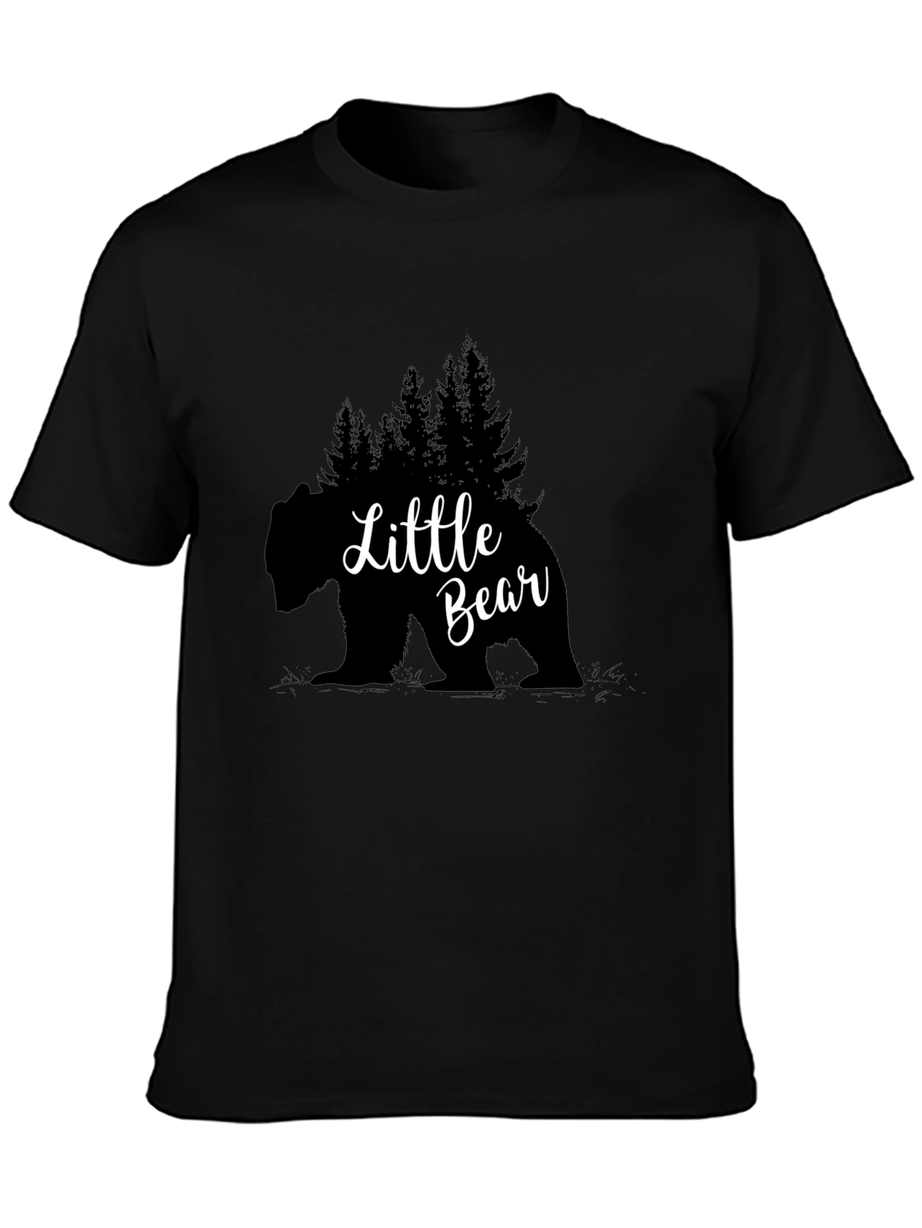 Camiseta Negra Oso Bosque - Estilo y Naturaleza