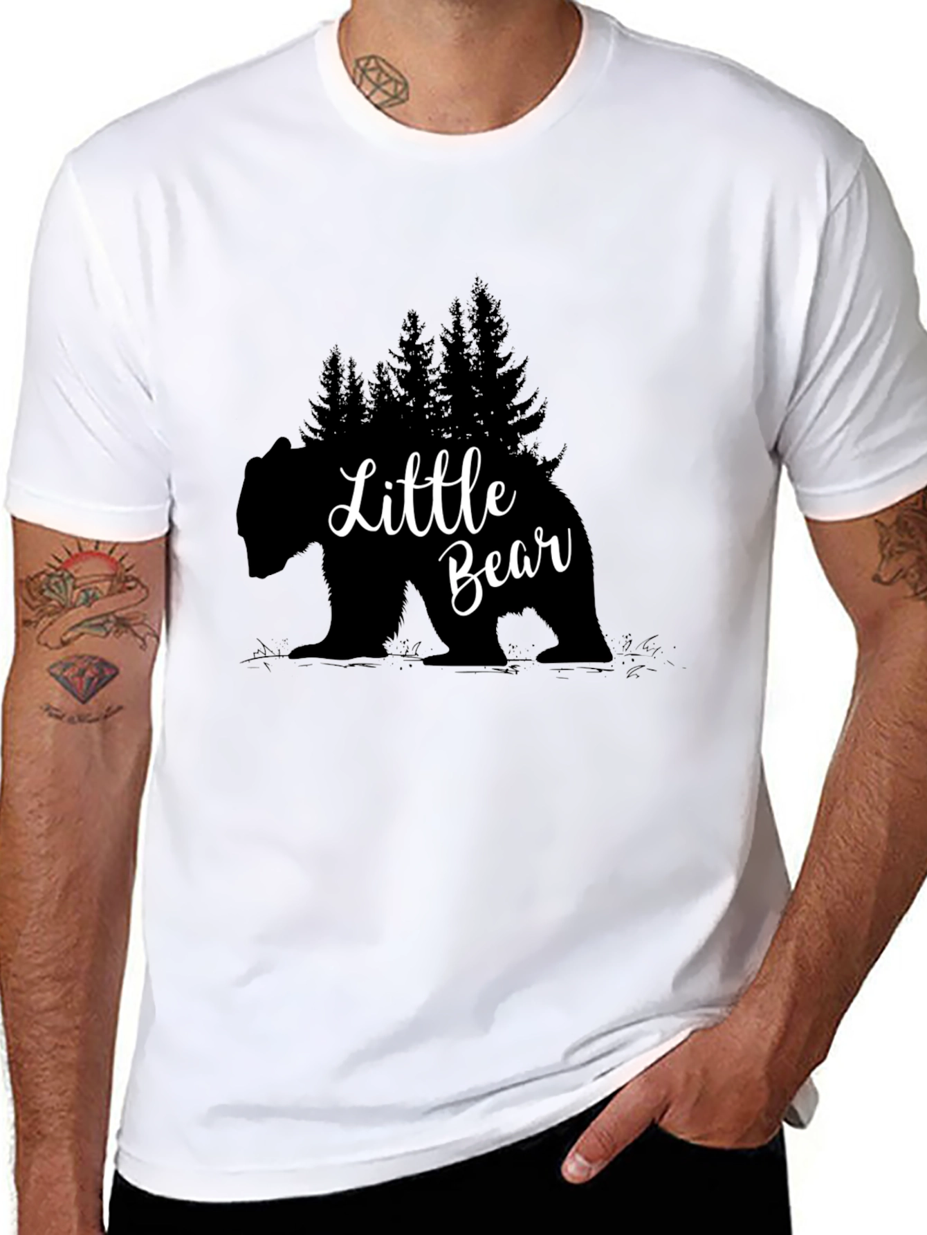 Camiseta Negra Oso Bosque - Estilo y Naturaleza