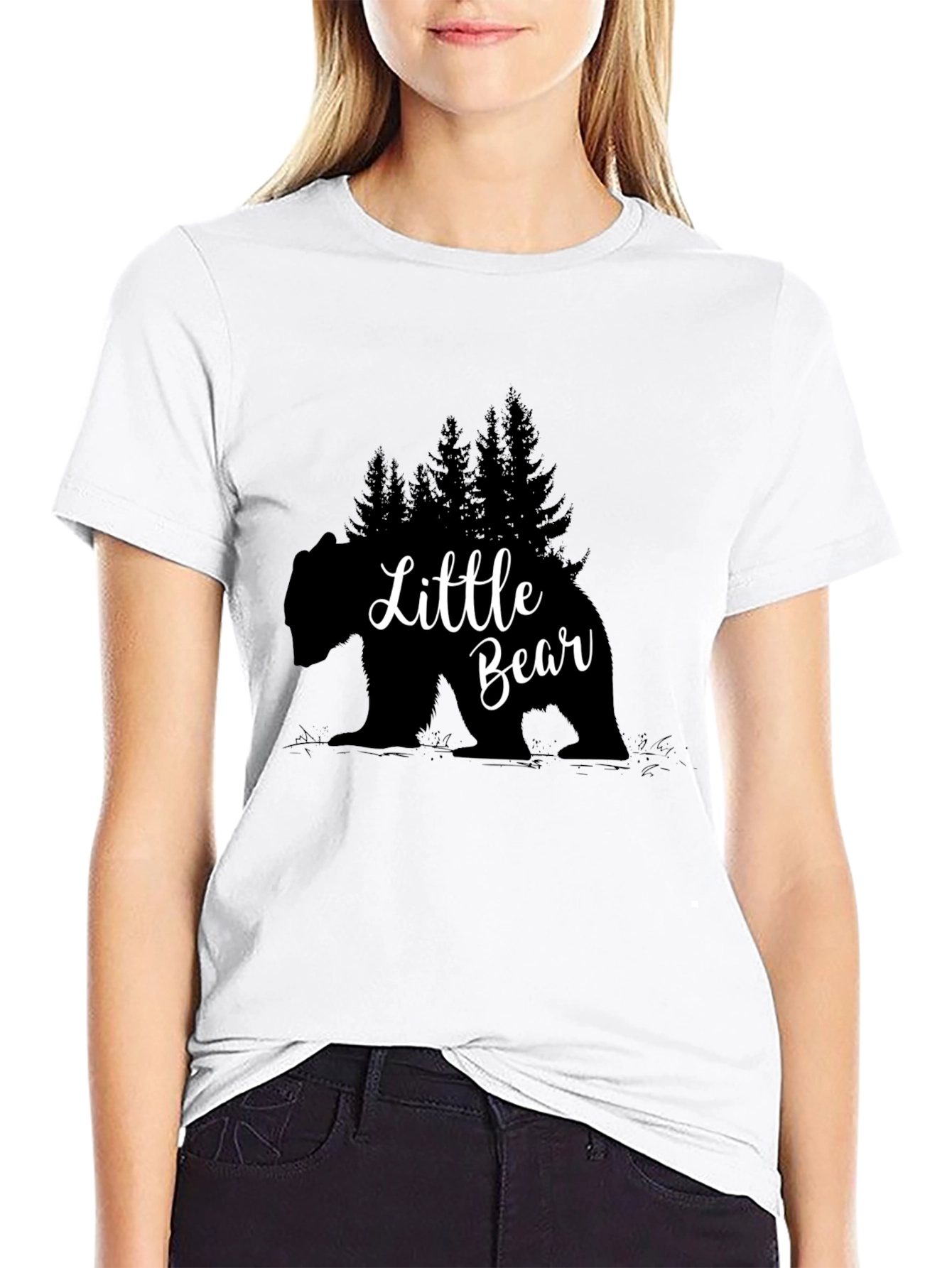 Camiseta Negra Oso Bosque - Estilo y Naturaleza