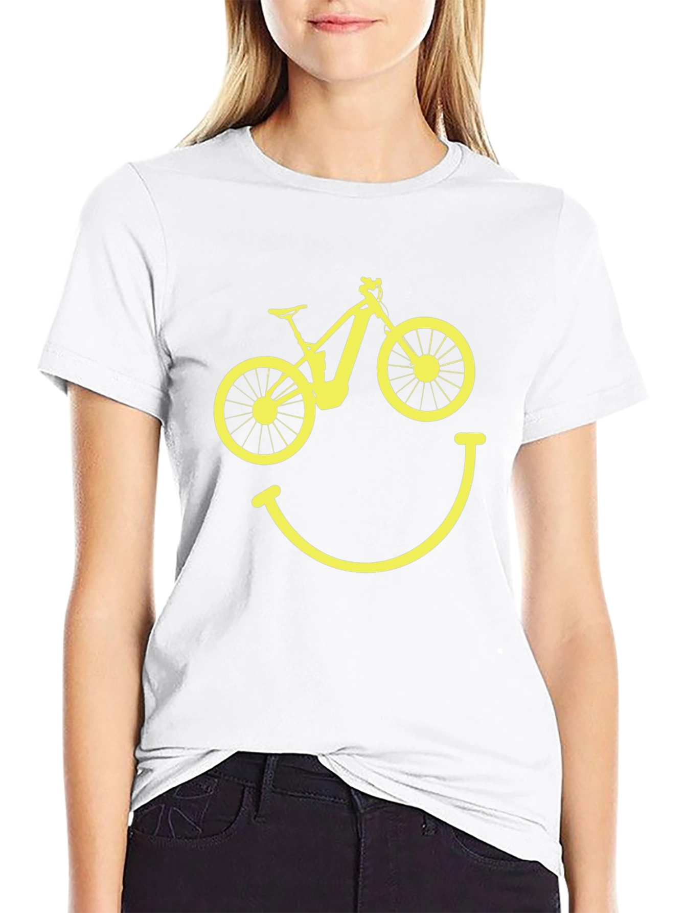 Camiseta Hombre Negra Bicicleta Sonriente