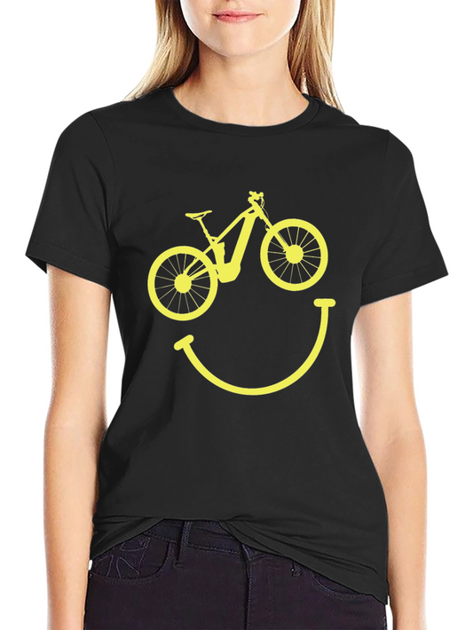 Camiseta Hombre Negra Bicicleta Sonriente