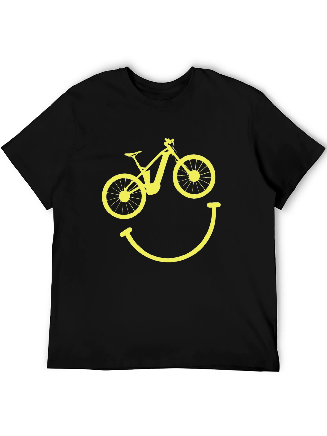 Camiseta Hombre Negra Bicicleta Sonriente