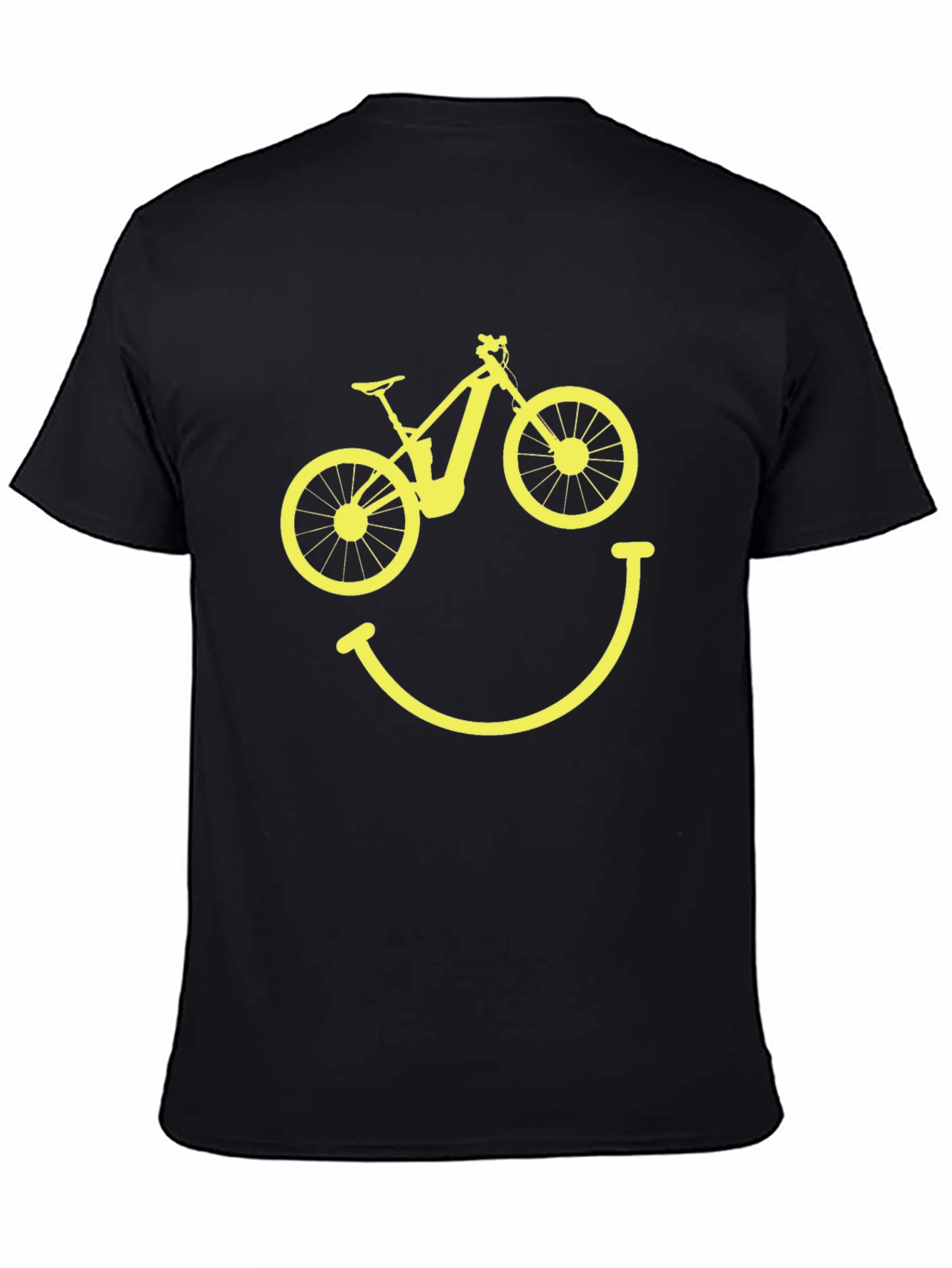 Camiseta Hombre Negra Bicicleta Sonriente