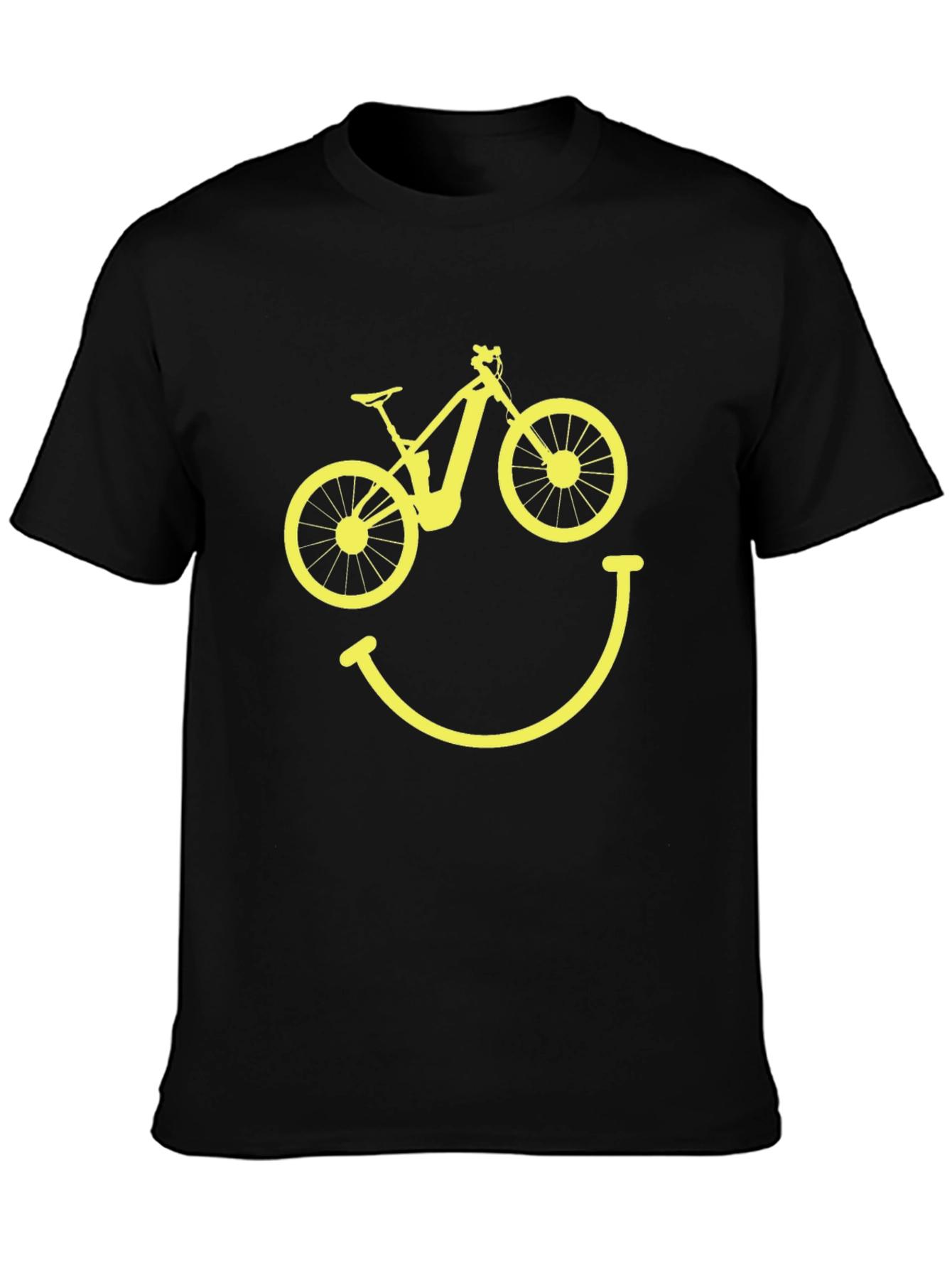 Camiseta Hombre Negra Bicicleta Sonriente