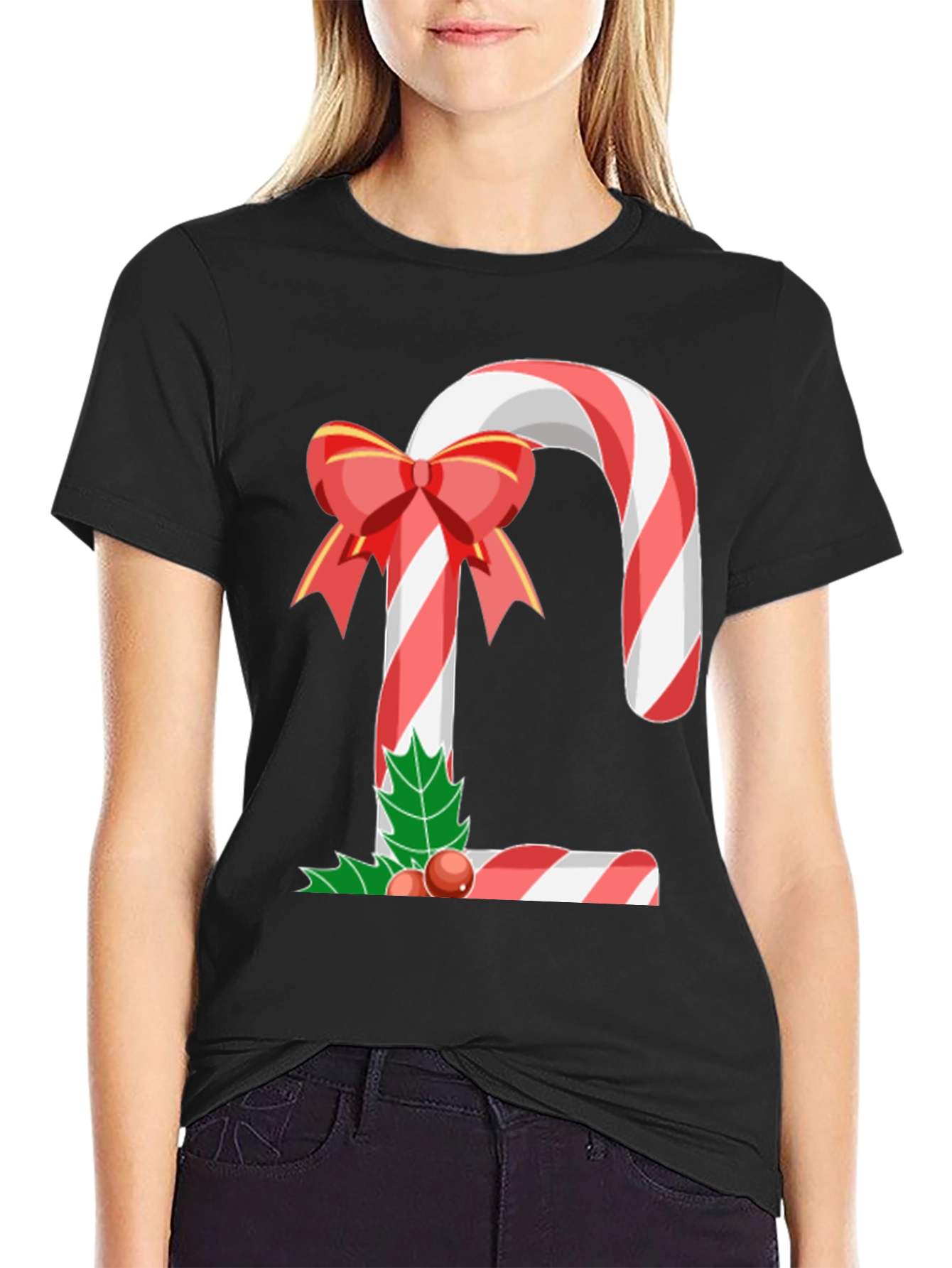 Camiseta Hombre Bastón de Caramelo Navideño