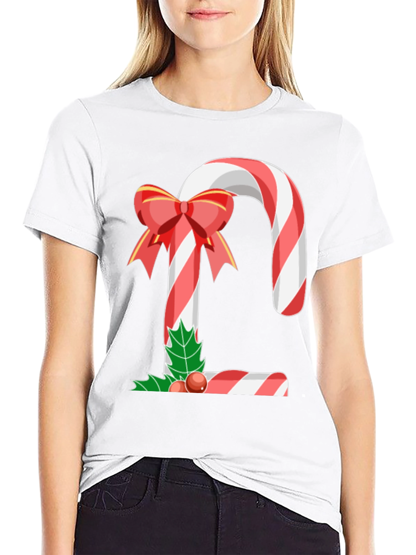 Camiseta Hombre Bastón de Caramelo Navideño