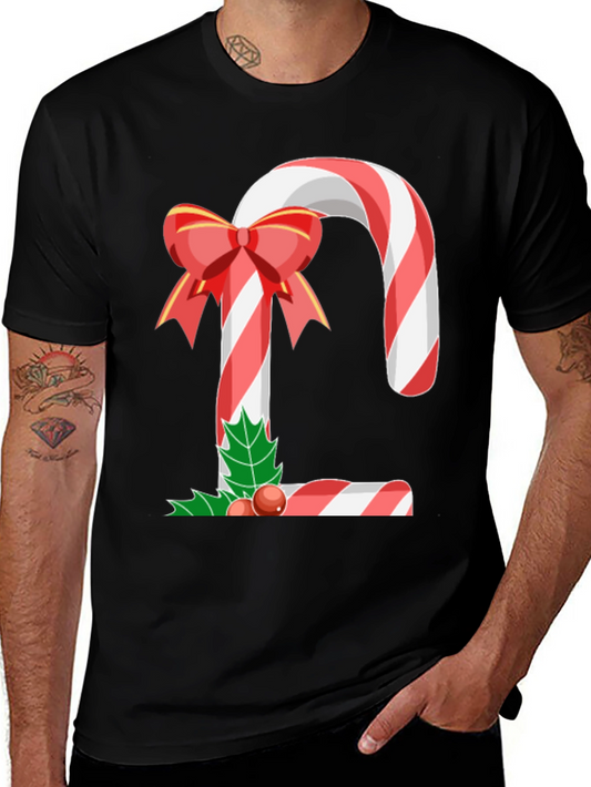 Camiseta Hombre Bastón de Caramelo Navideño