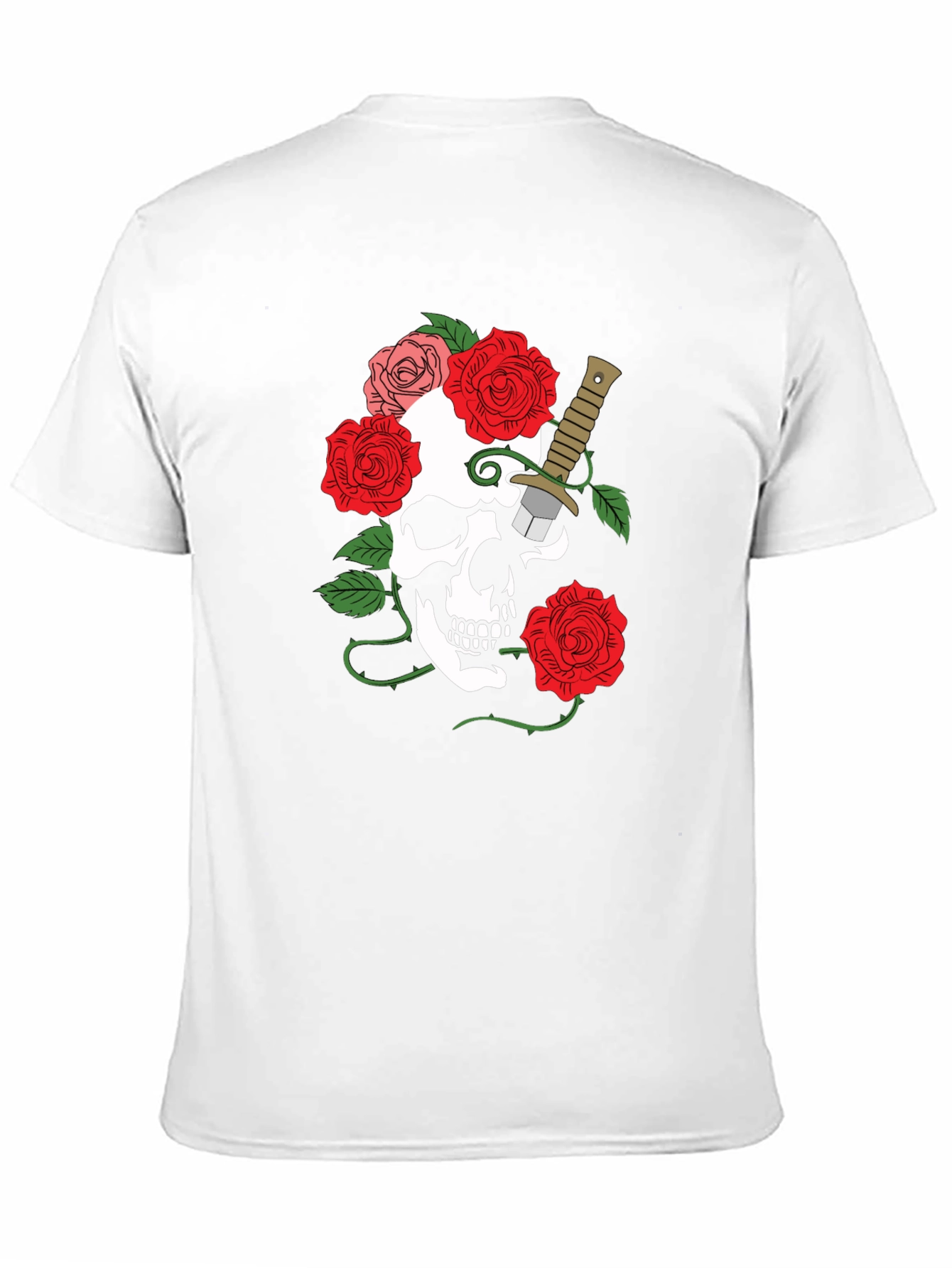 Camiseta Negra con Calavera y Rosas
