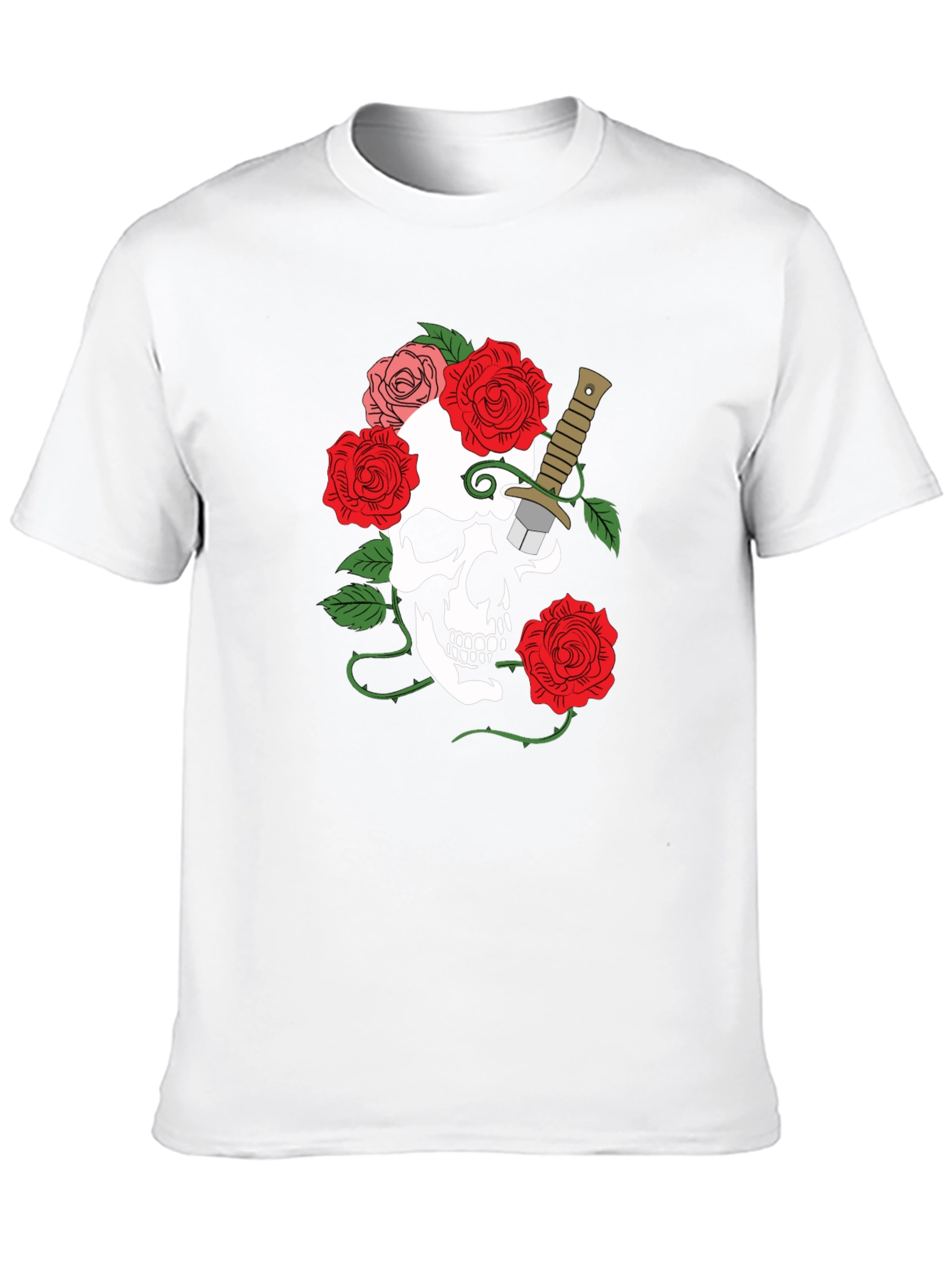 Camiseta Negra con Calavera y Rosas
