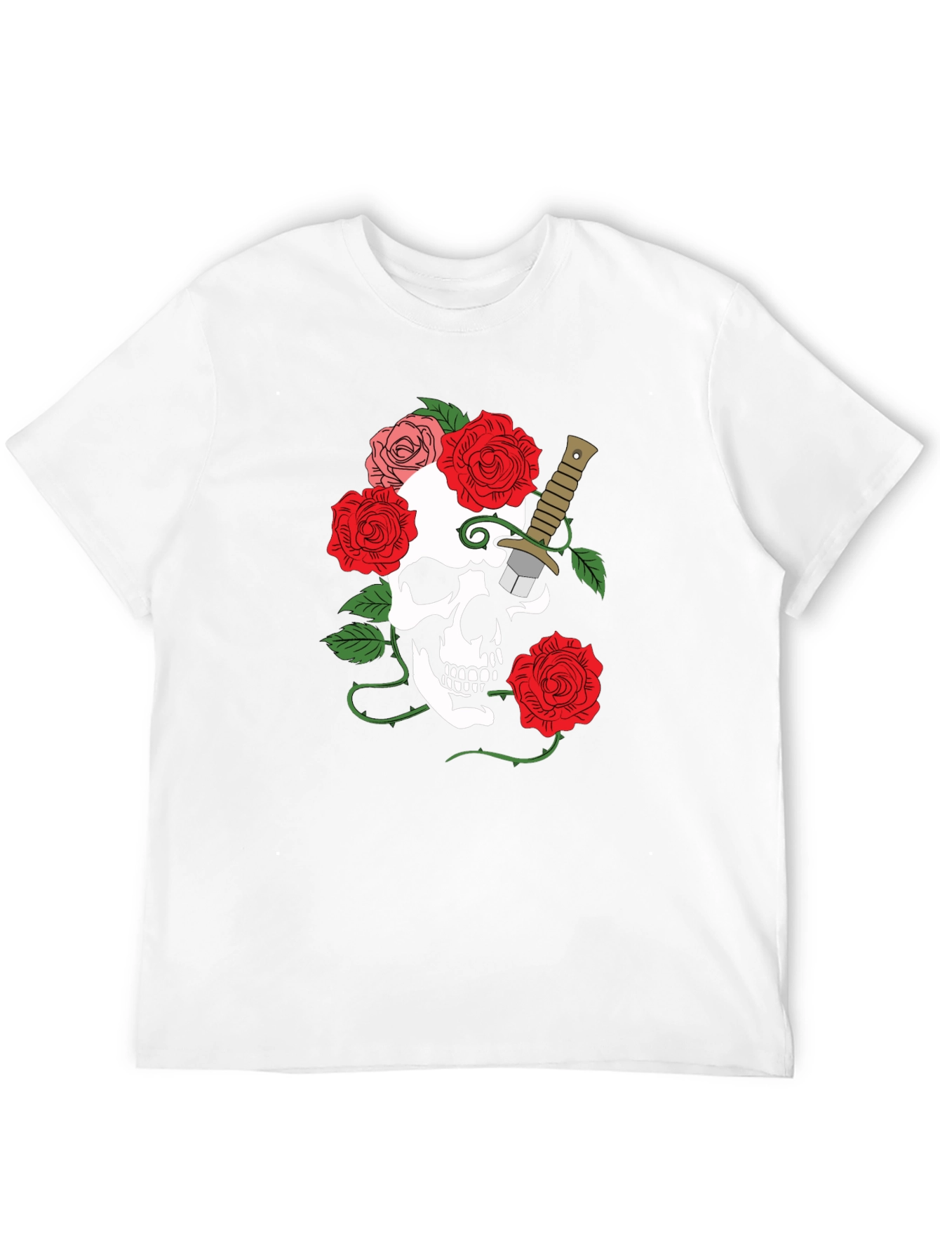 Camiseta Negra con Calavera y Rosas