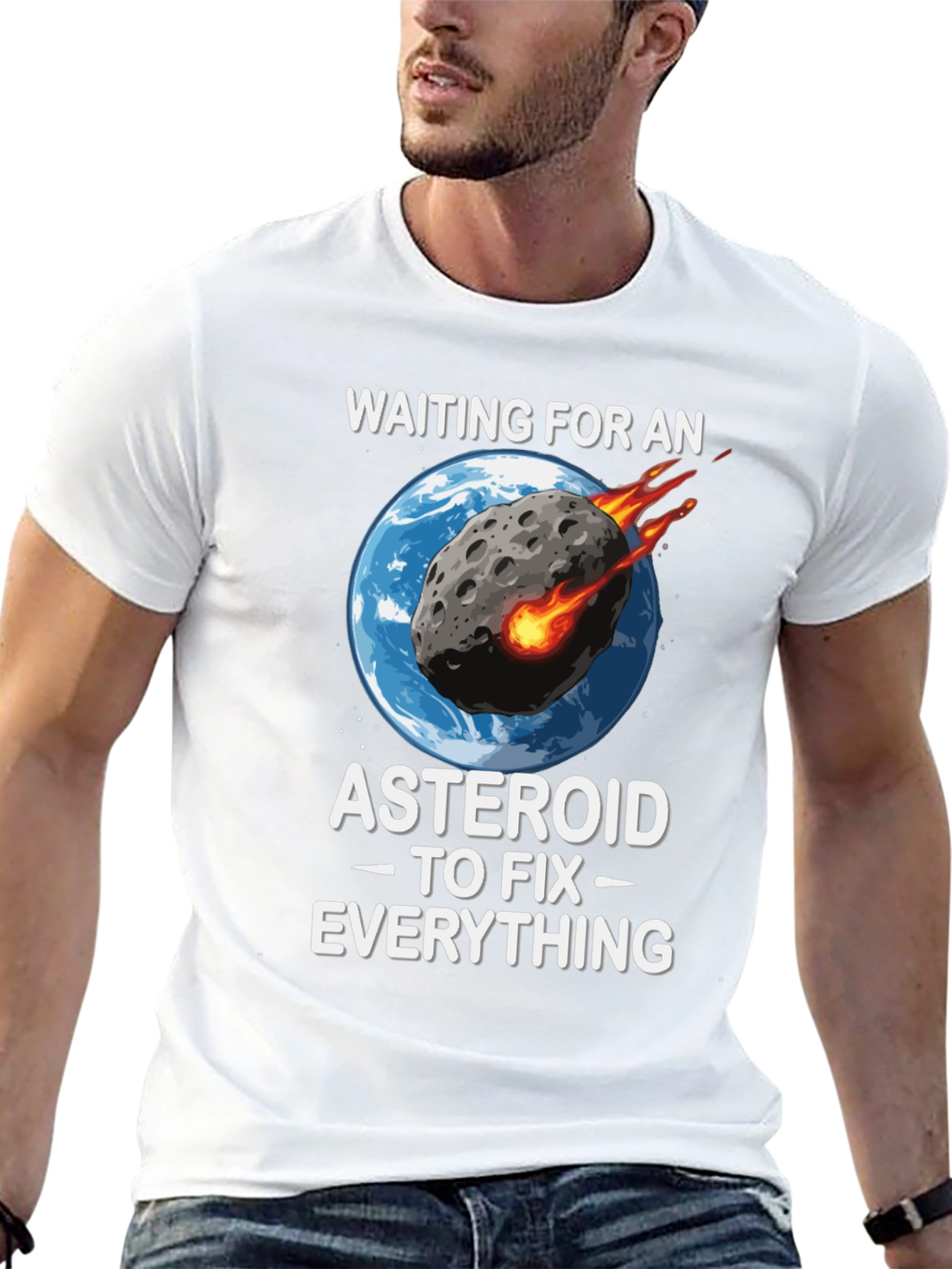 Camiseta Negra: Asteroide para Arreglar Todo