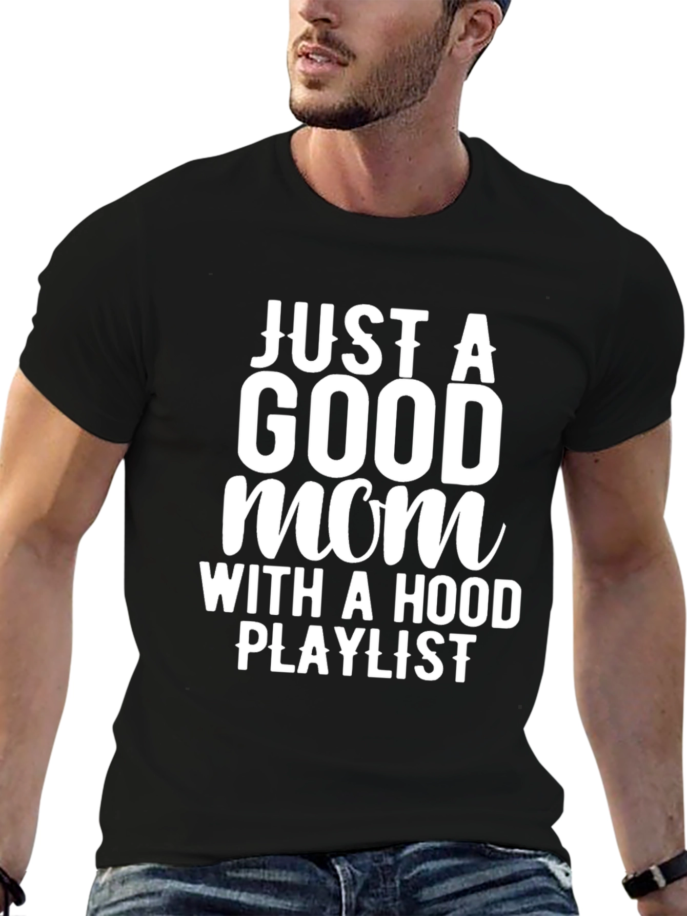 Camiseta Negra: Mamá con Playlist Urbana