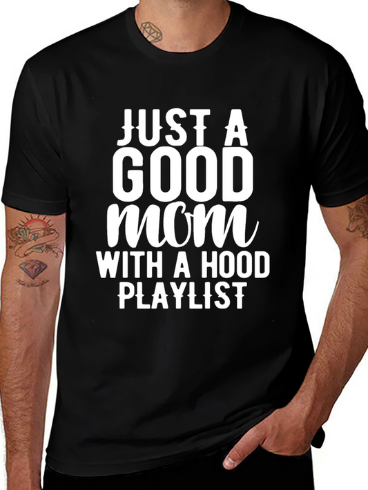 Camiseta Negra: Mamá con Playlist Urbana