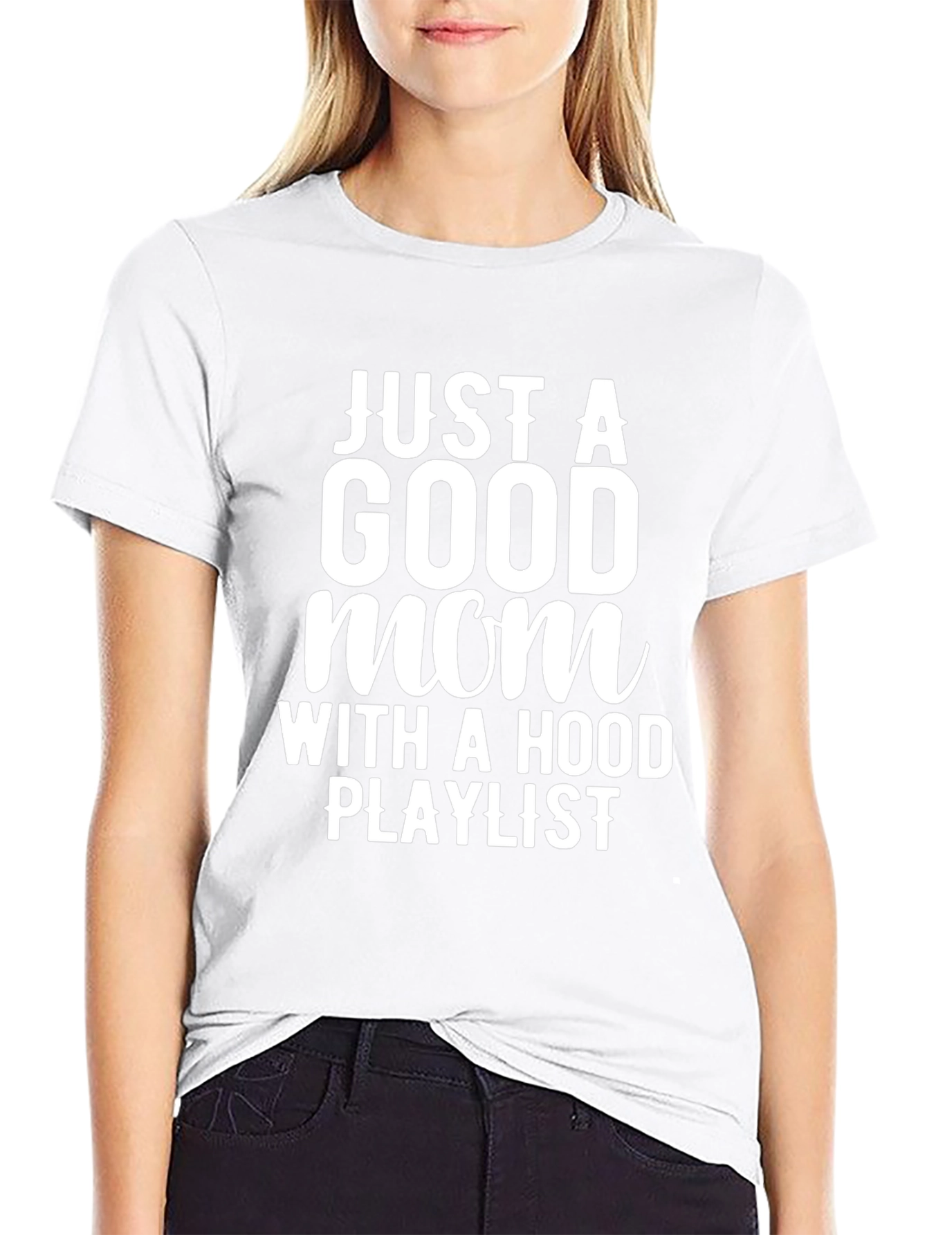 Camiseta Negra: Mamá con Playlist Urbana