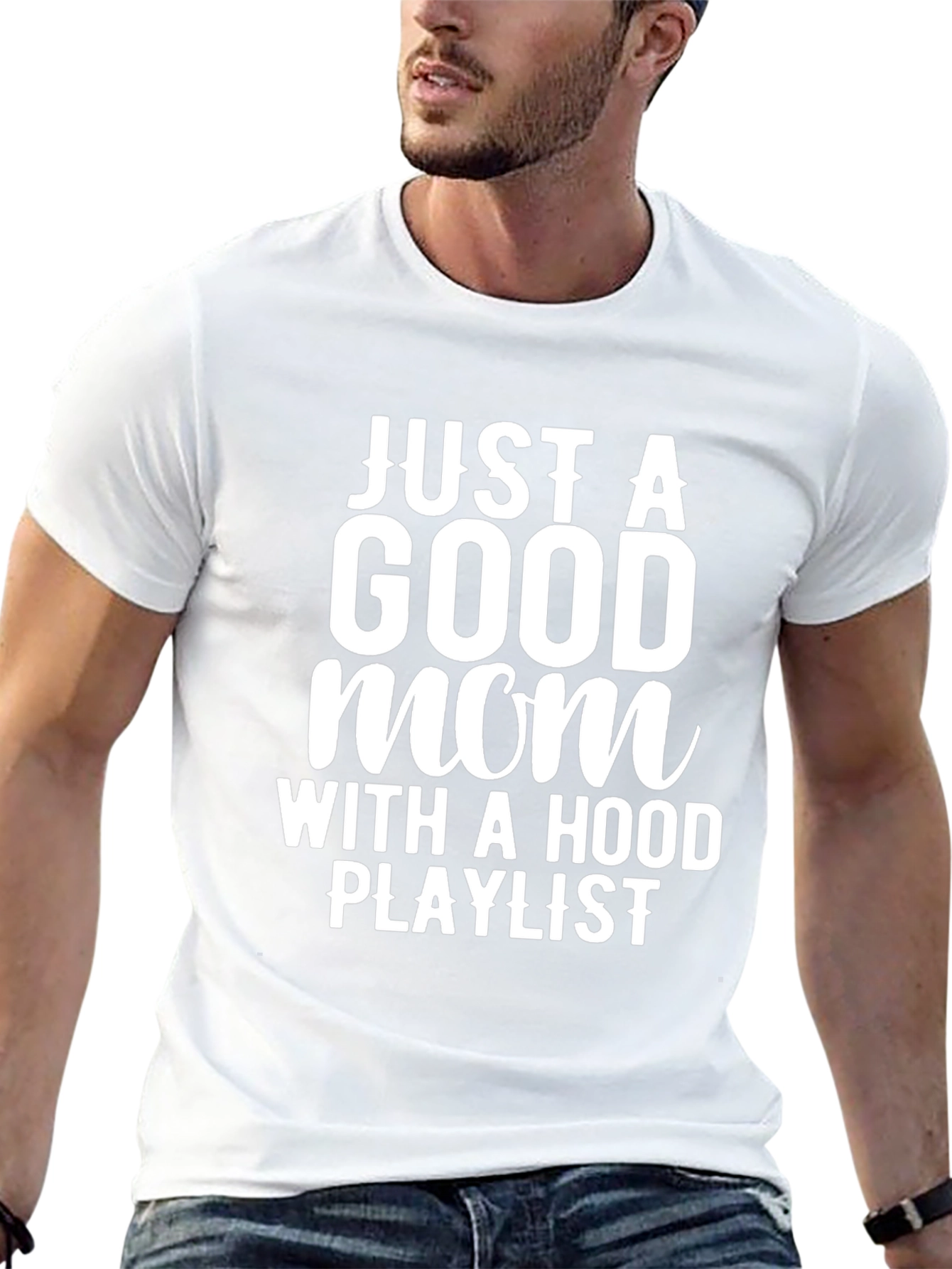 Camiseta Negra: Mamá con Playlist Urbana