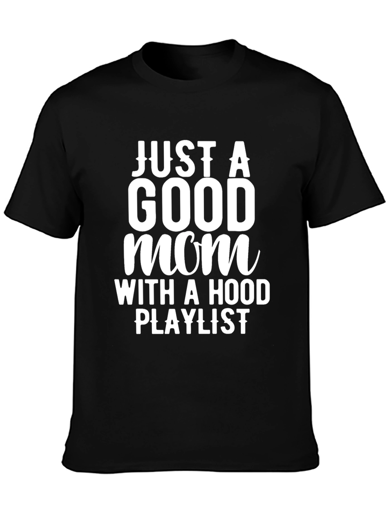 Camiseta Negra: Mamá con Playlist Urbana