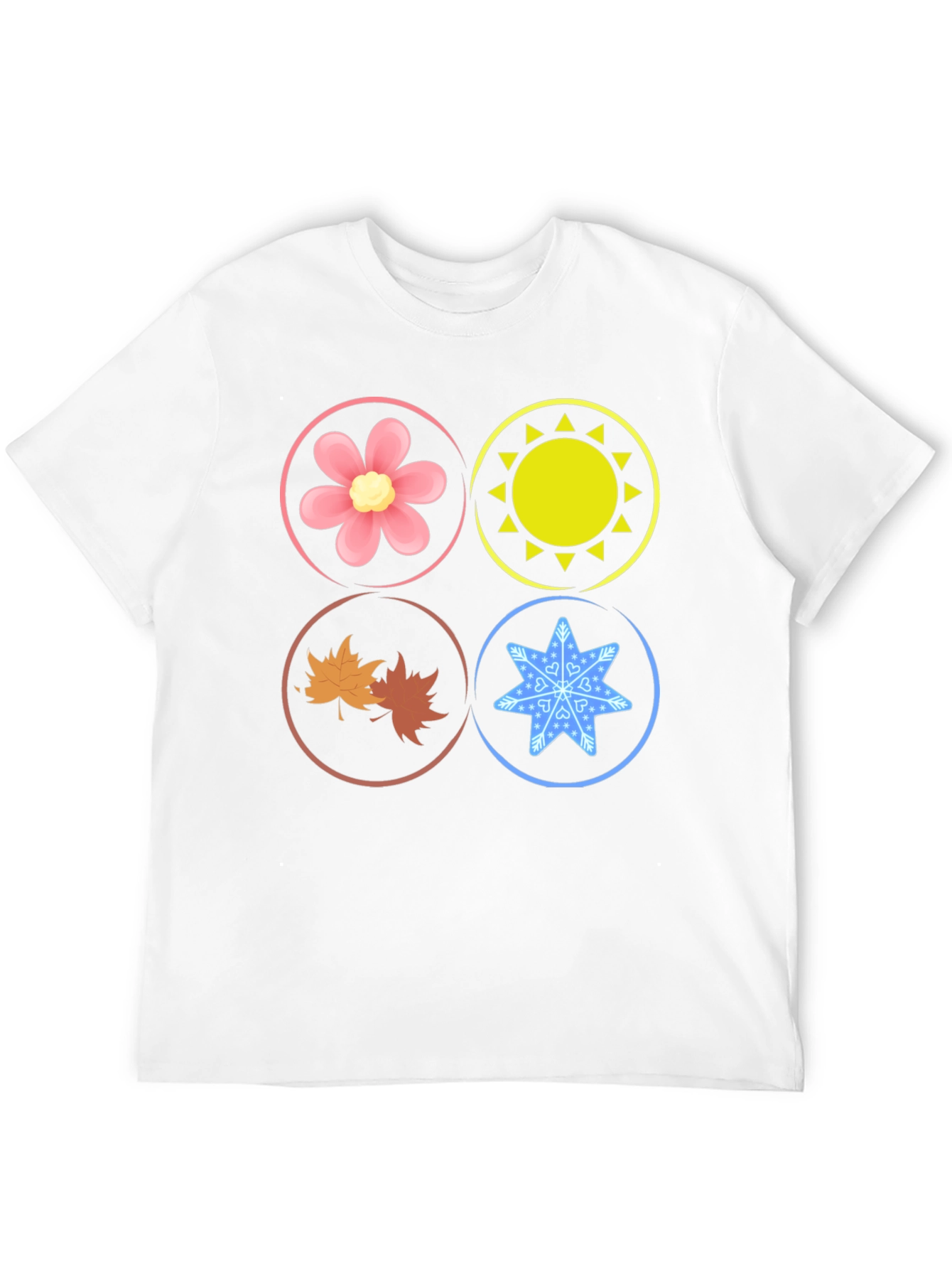 Camiseta Negra Estampado Cuatro Estaciones