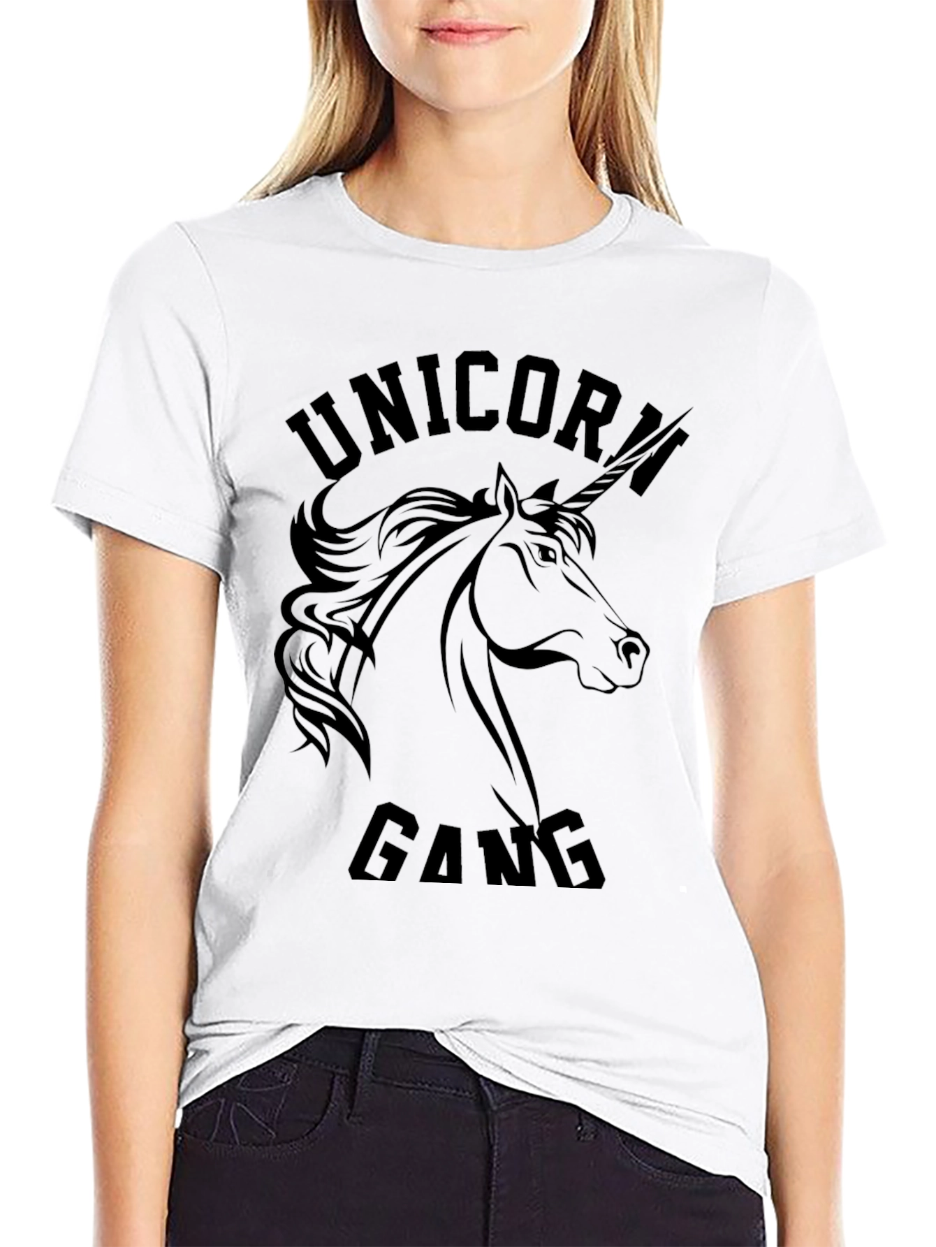 Camiseta Unicornio Gang Negra Hombre